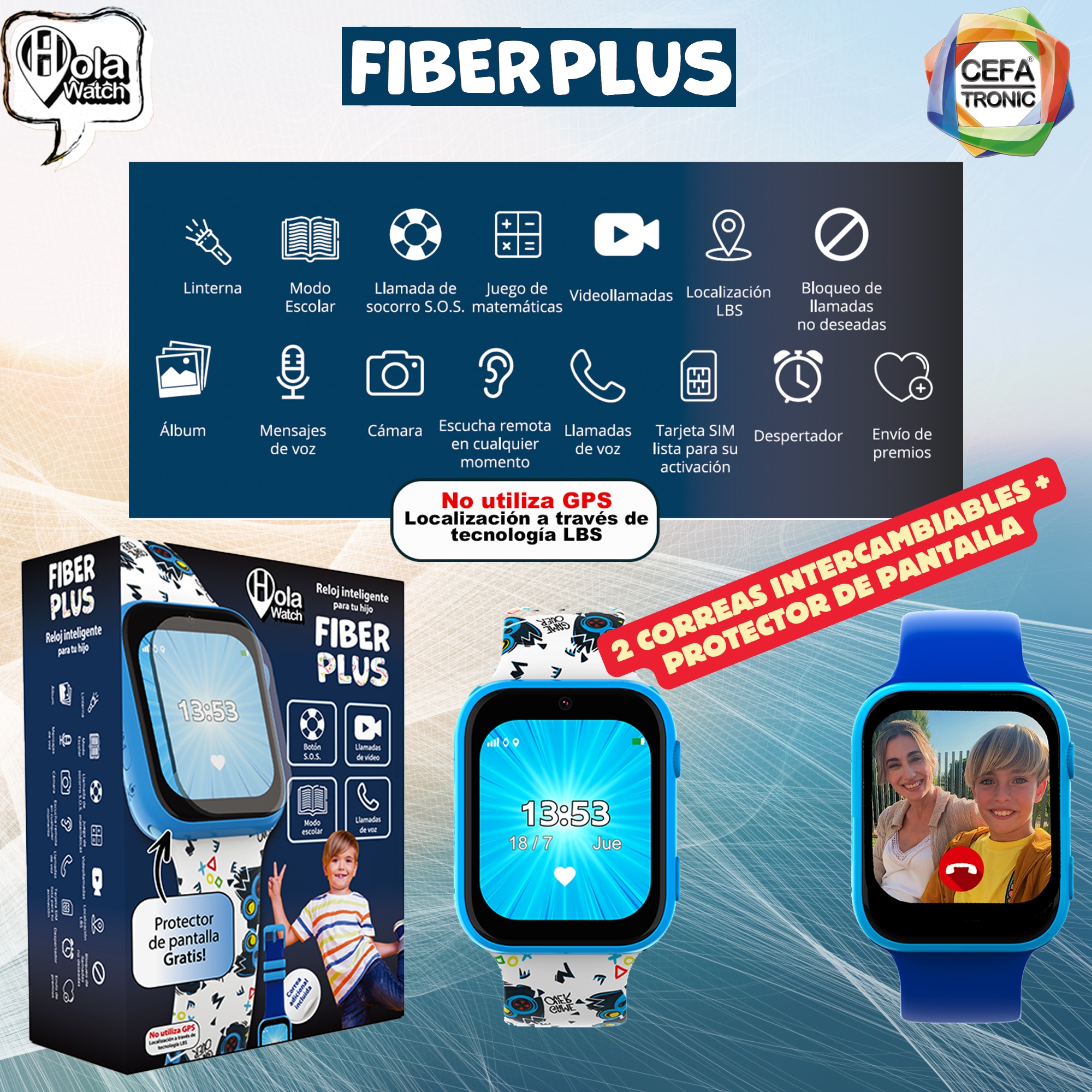 Reloj inteligente Holawatch Fiber Azul Cefatronic 2