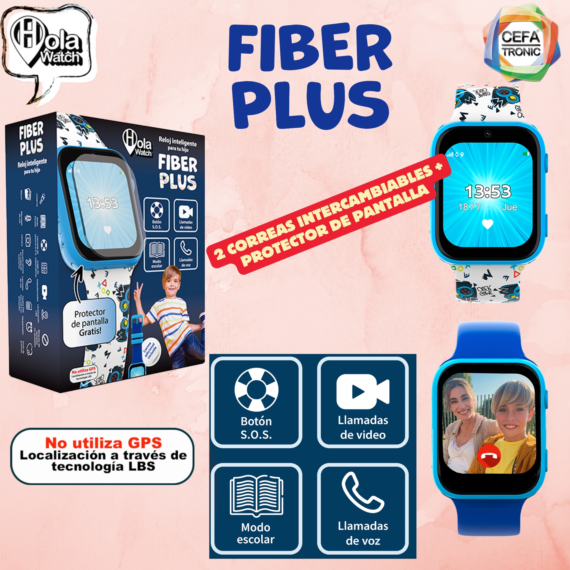 Reloj inteligente Holawatch Fiber Azul Cefatronic 14