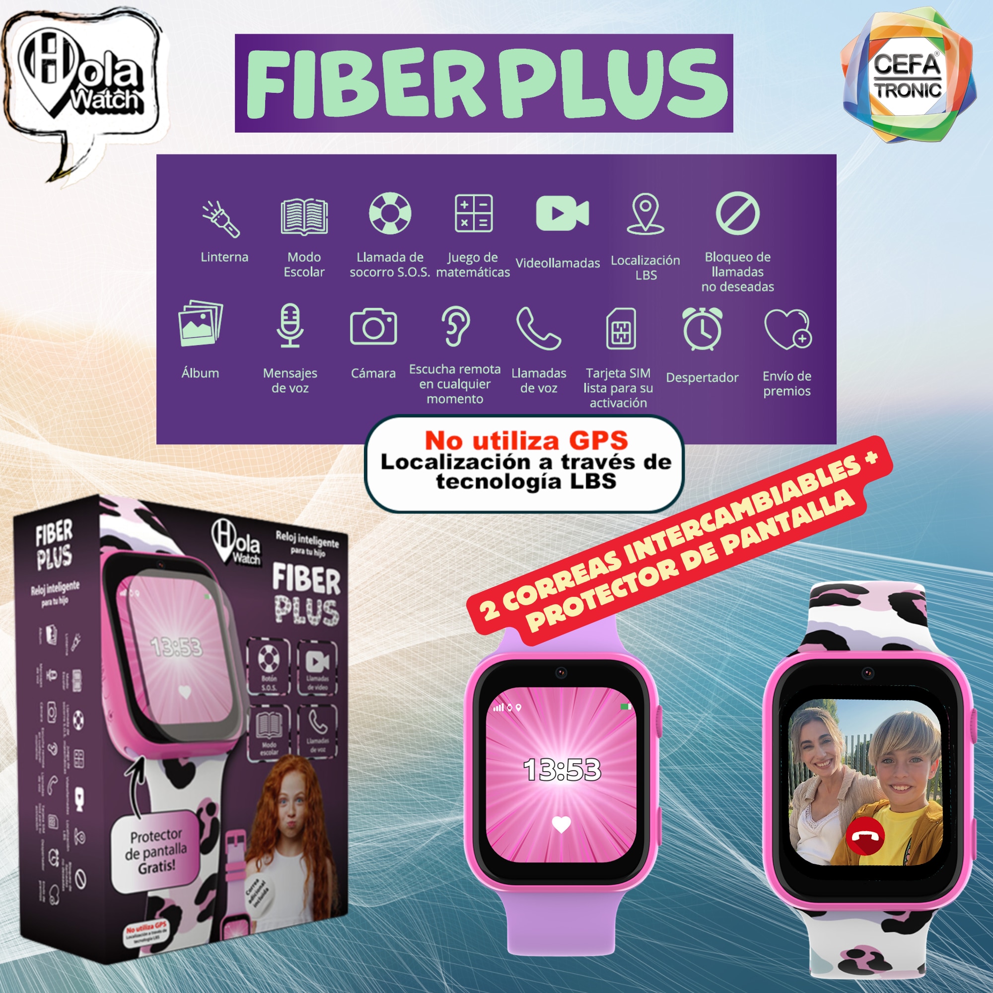 Reloj inteligente Holawatch Fiber Rosa Cefatronic 2