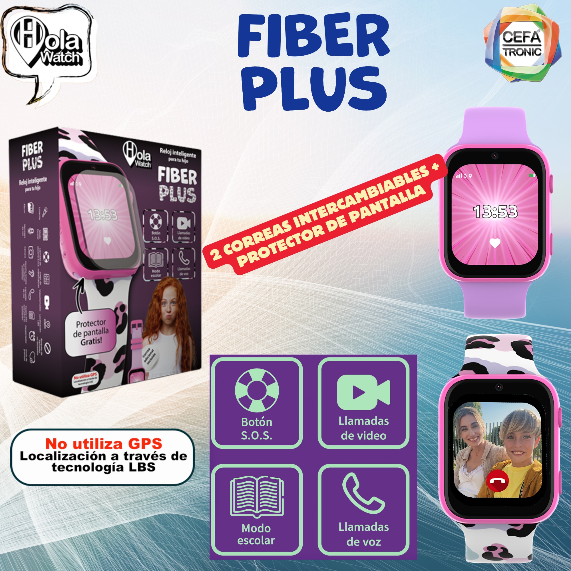 Reloj inteligente Holawatch Fiber Rosa Cefatronic 14