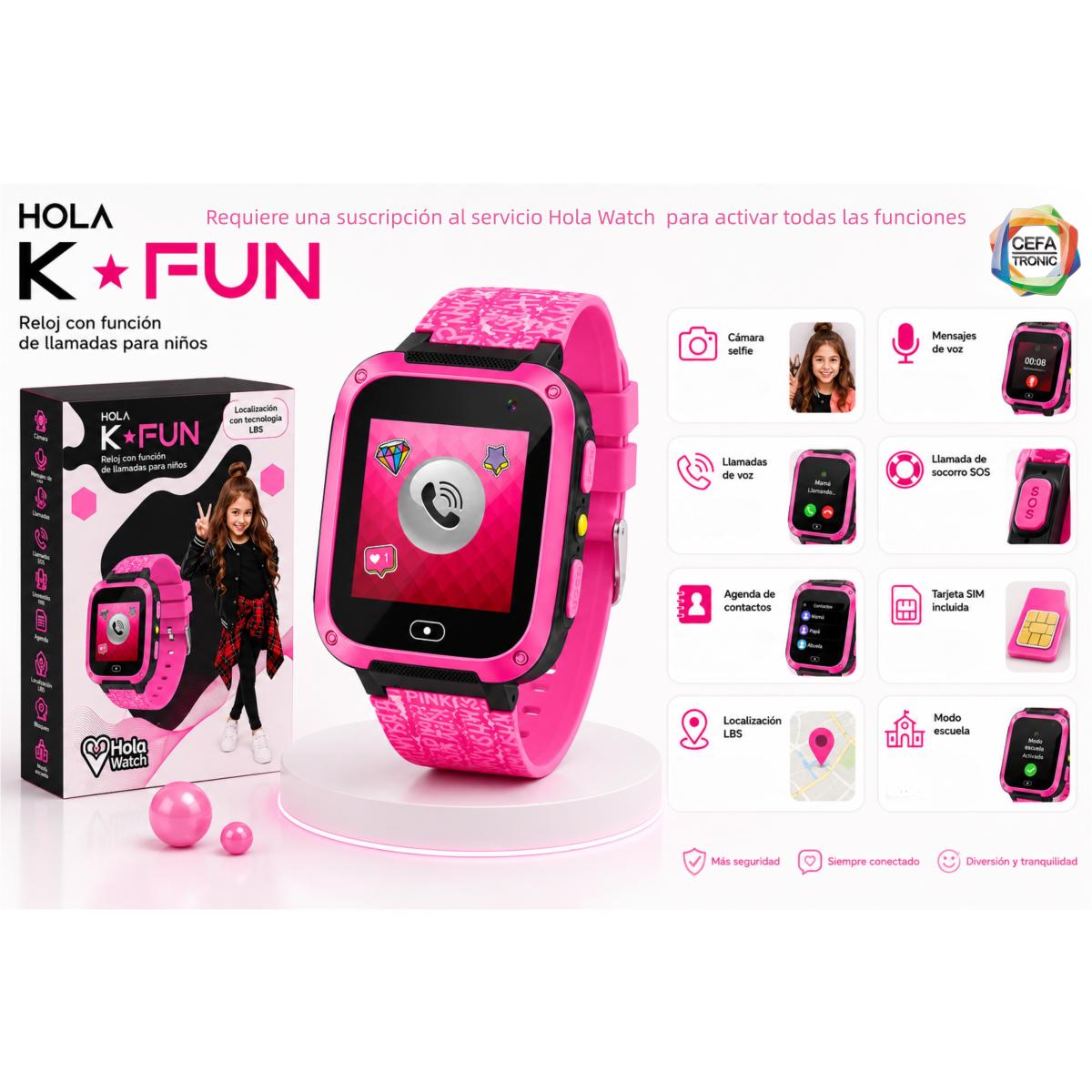 Imagen 9 de Reloj Inteligente Holawatch K-Fun Blanco Y Rosa Cefa Tronic