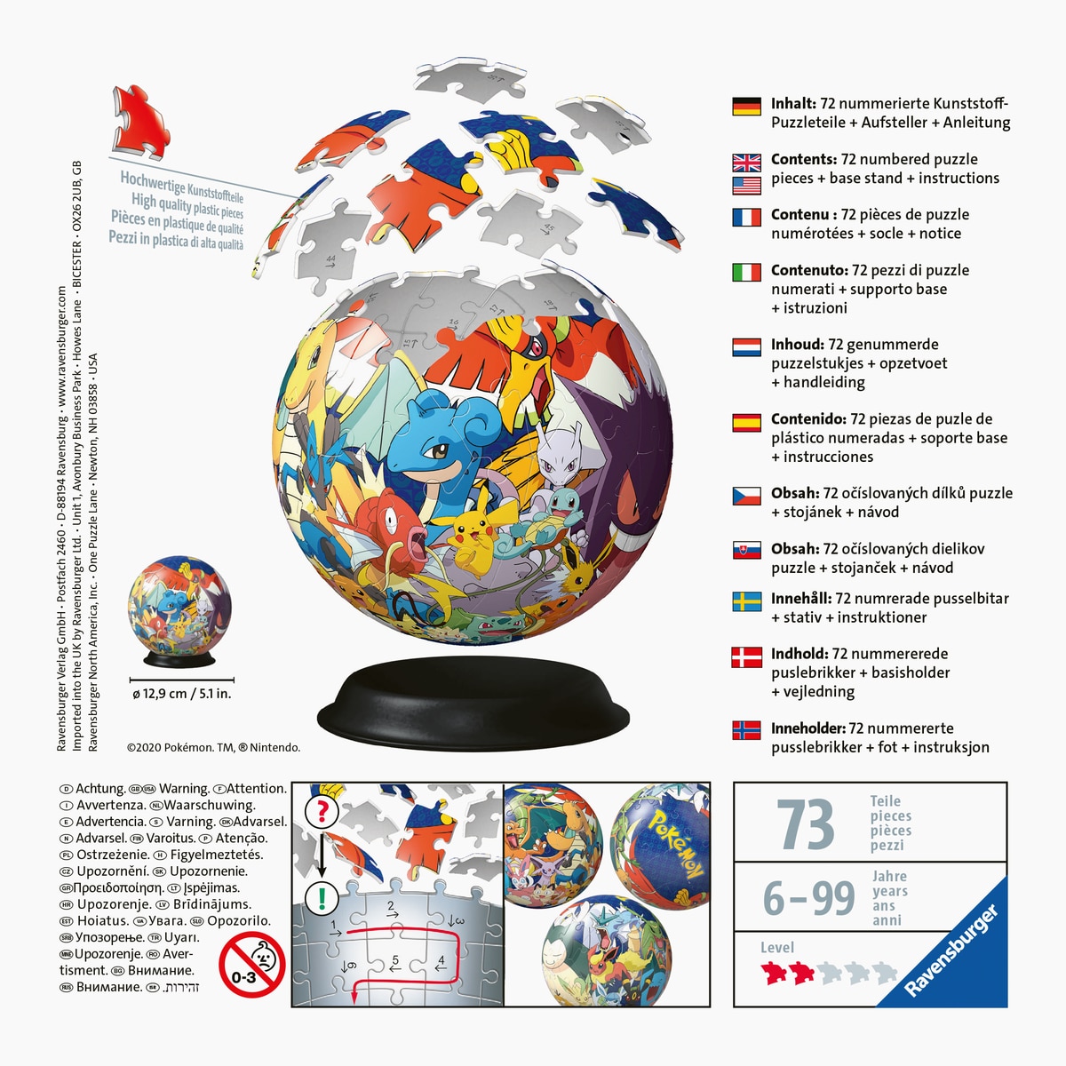 Puzzleball 3D 72 piezas Pokemon 3