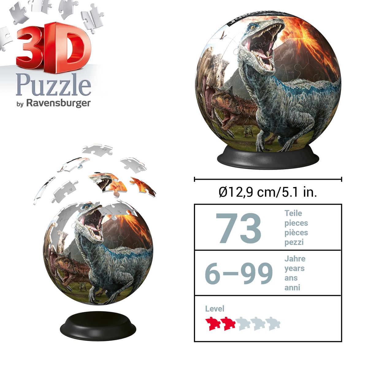 Puzzleball 3D 72 Pzs Jurassic World Ravensburguer 3