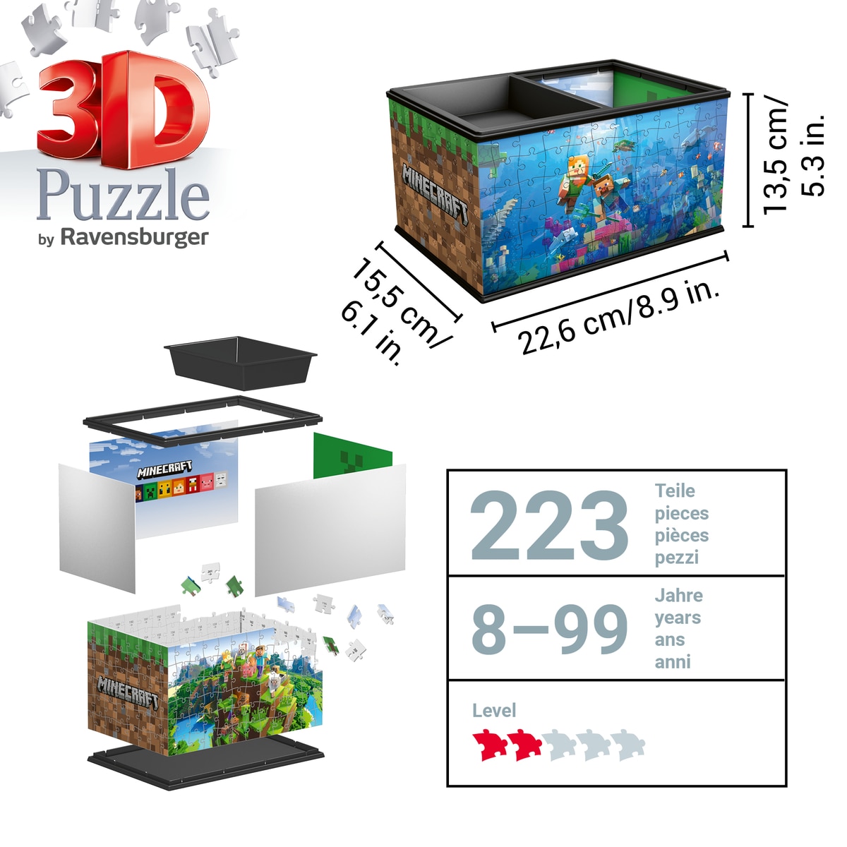 Puzzle 3D Storage Box Minecraft Ravensburguer 3