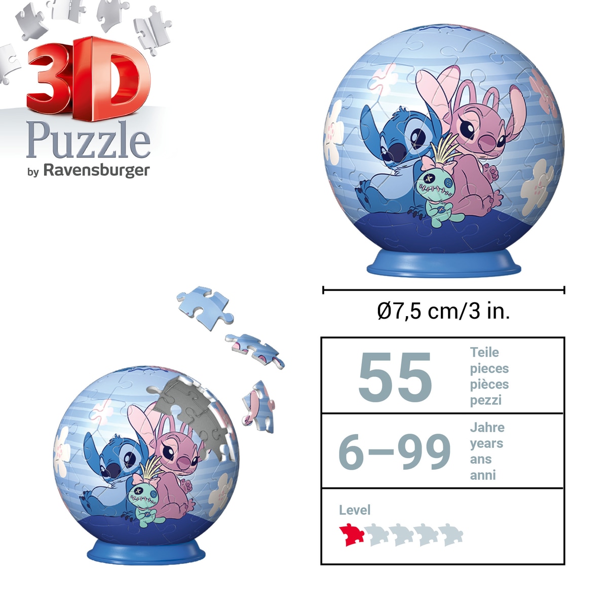Puzzle 3D 54 Pzs Disney Stitch & Angel 3
