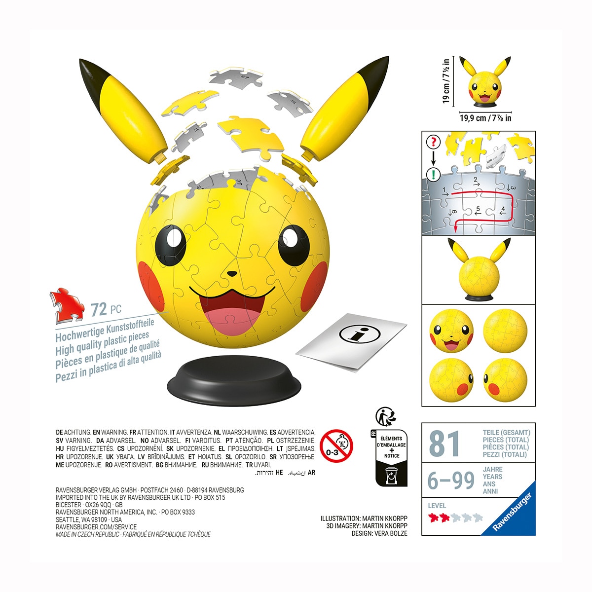 Puzzle 3D Puzzle 3D Pikachu con orejas Pokémon Ravensburger 4