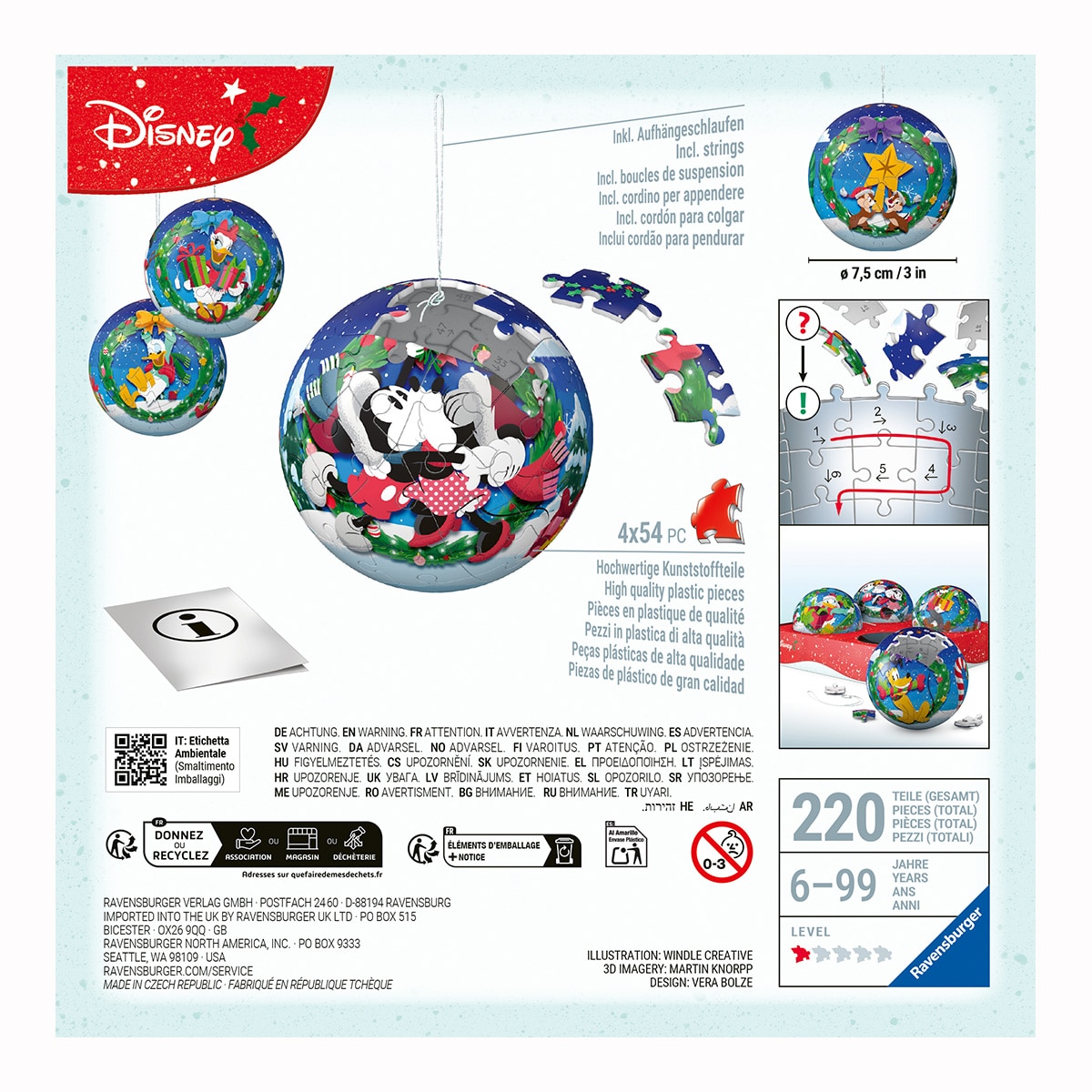 Puzzle 3D Puzzle 3D Set de bolas de Navidad Disney Ravensburger 4