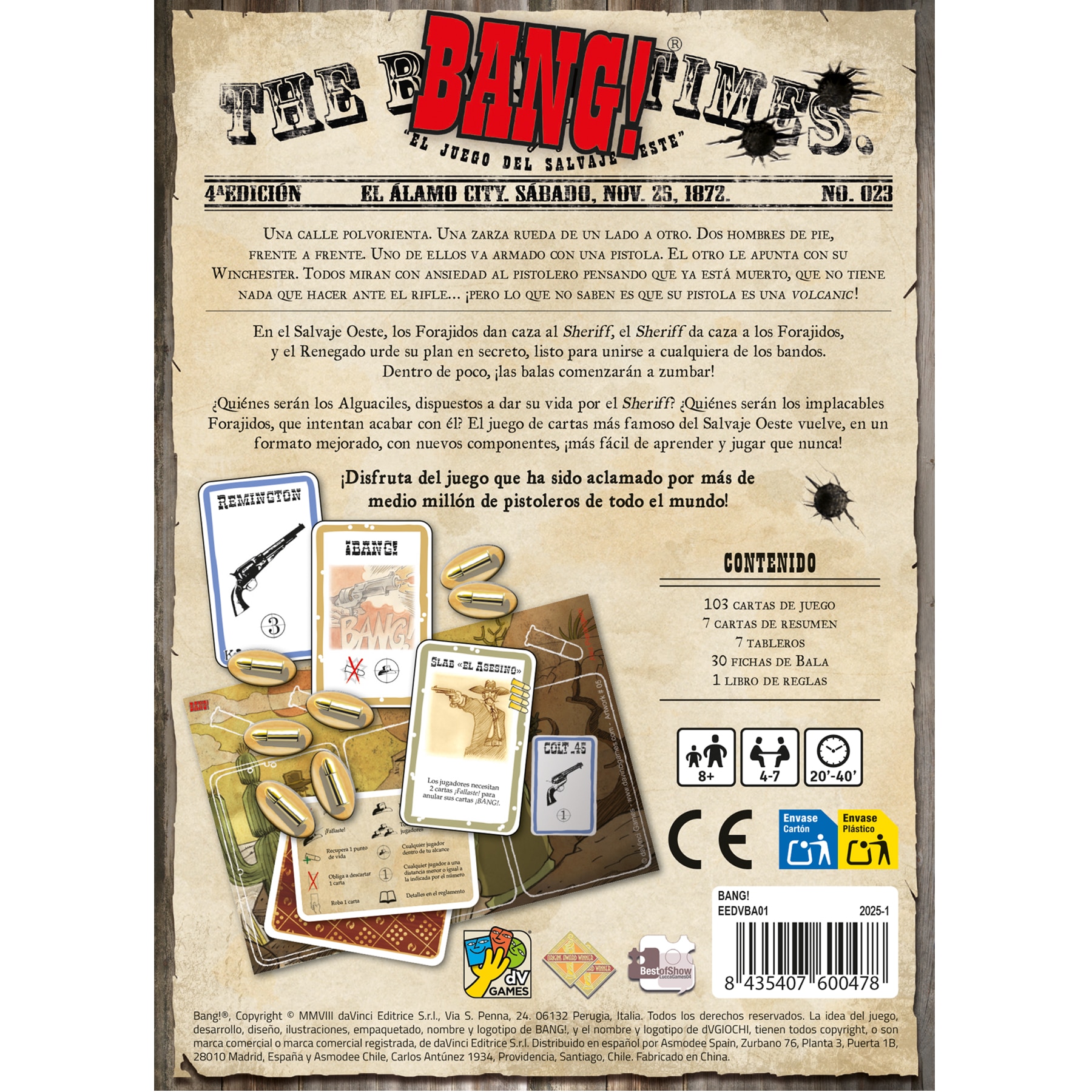 Juego de mesa Bang! El juego del salvaje Oeste Asmodee 4