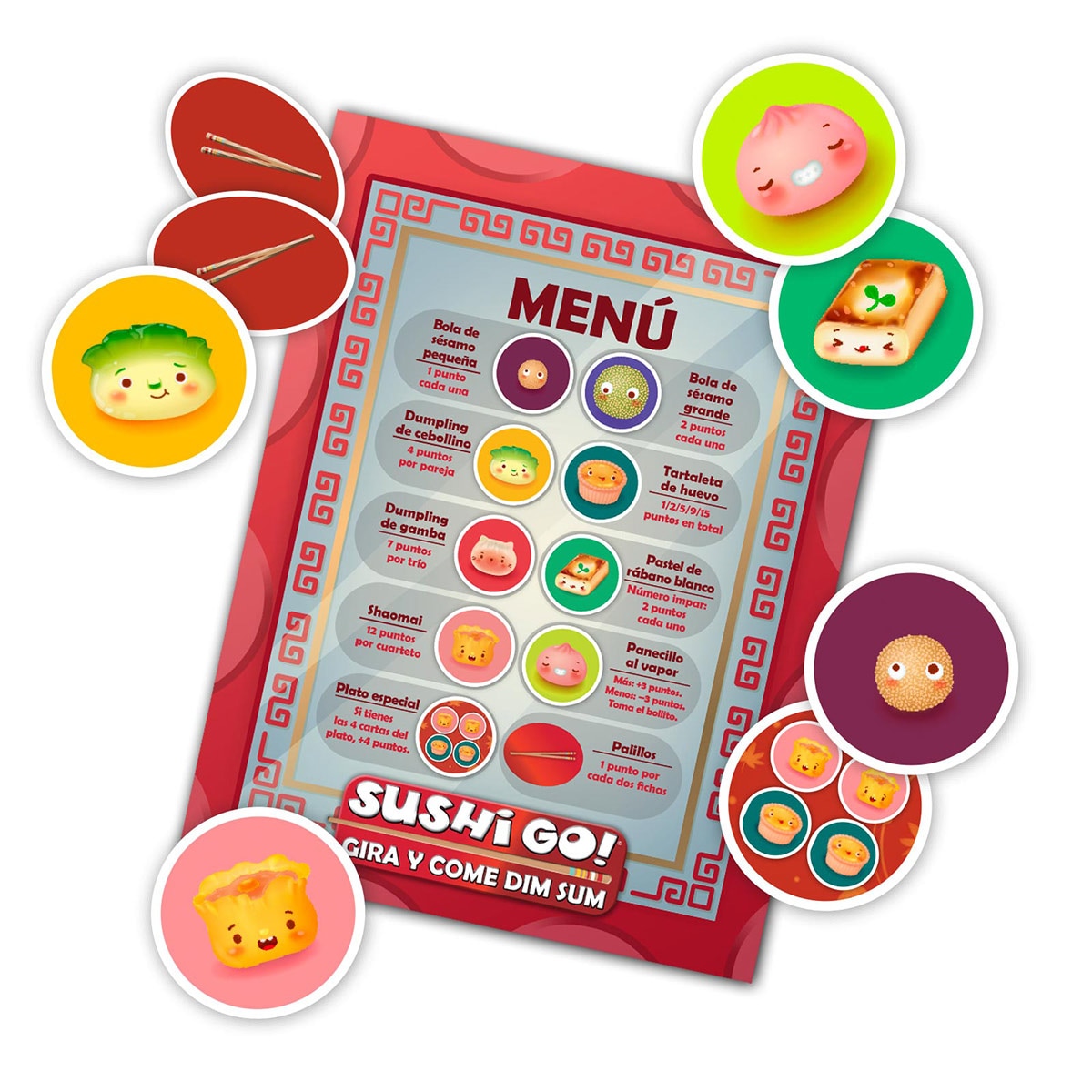 Juego de mesa Sushi Go: Gira y come Dim Sum 2