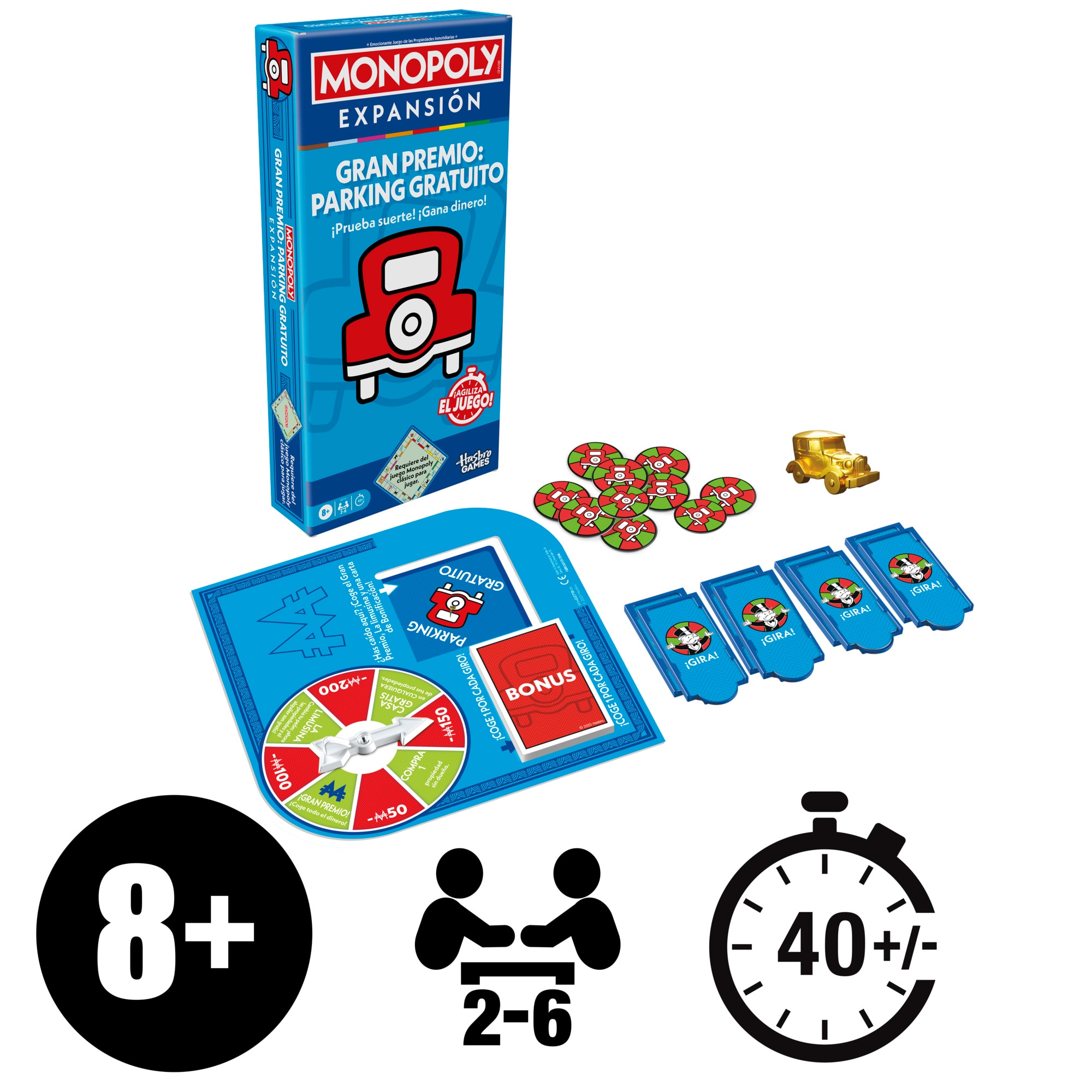 Juego de mesa Expansión Monopoly Gran Premio: Parking Gratuito Hasbro 8
