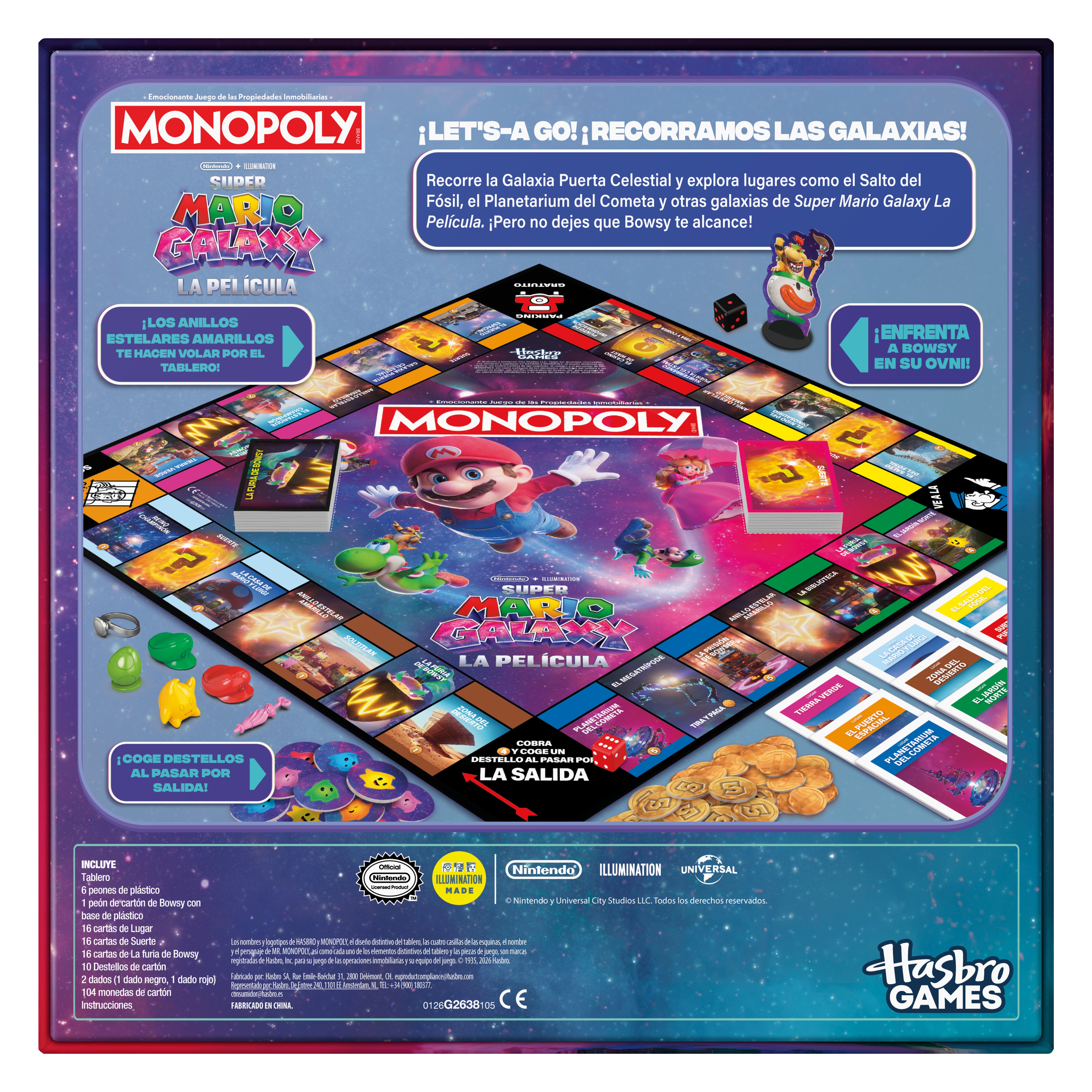 Juego de mesa en familia Super Mario Galaxy La Película Monopoly Hasbro 3