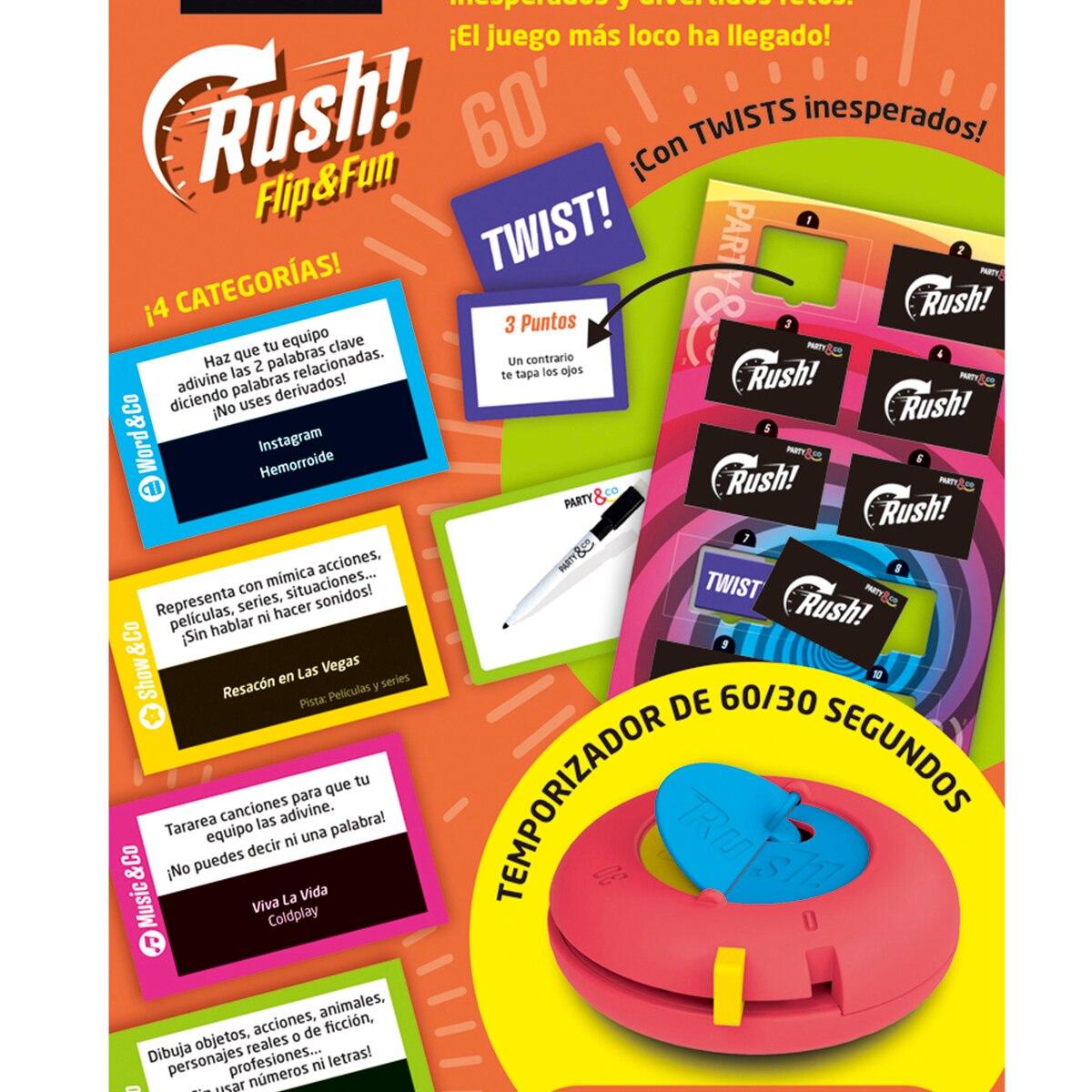 Juego de mesa Party & Co Rush Multiprueba con temporizador Diset 4