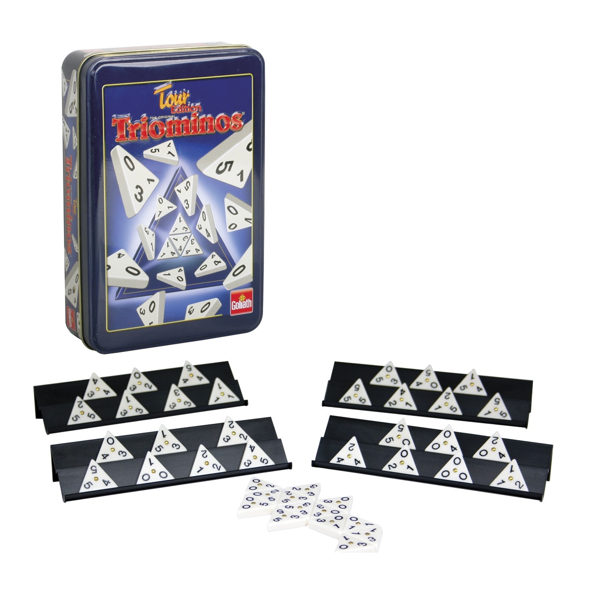 Juego de mesa Triominos viaje caja metálica Goliath 1