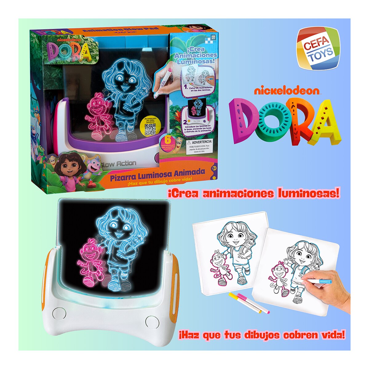 Pizarra luminosa animada Dora Cefa Toys 3