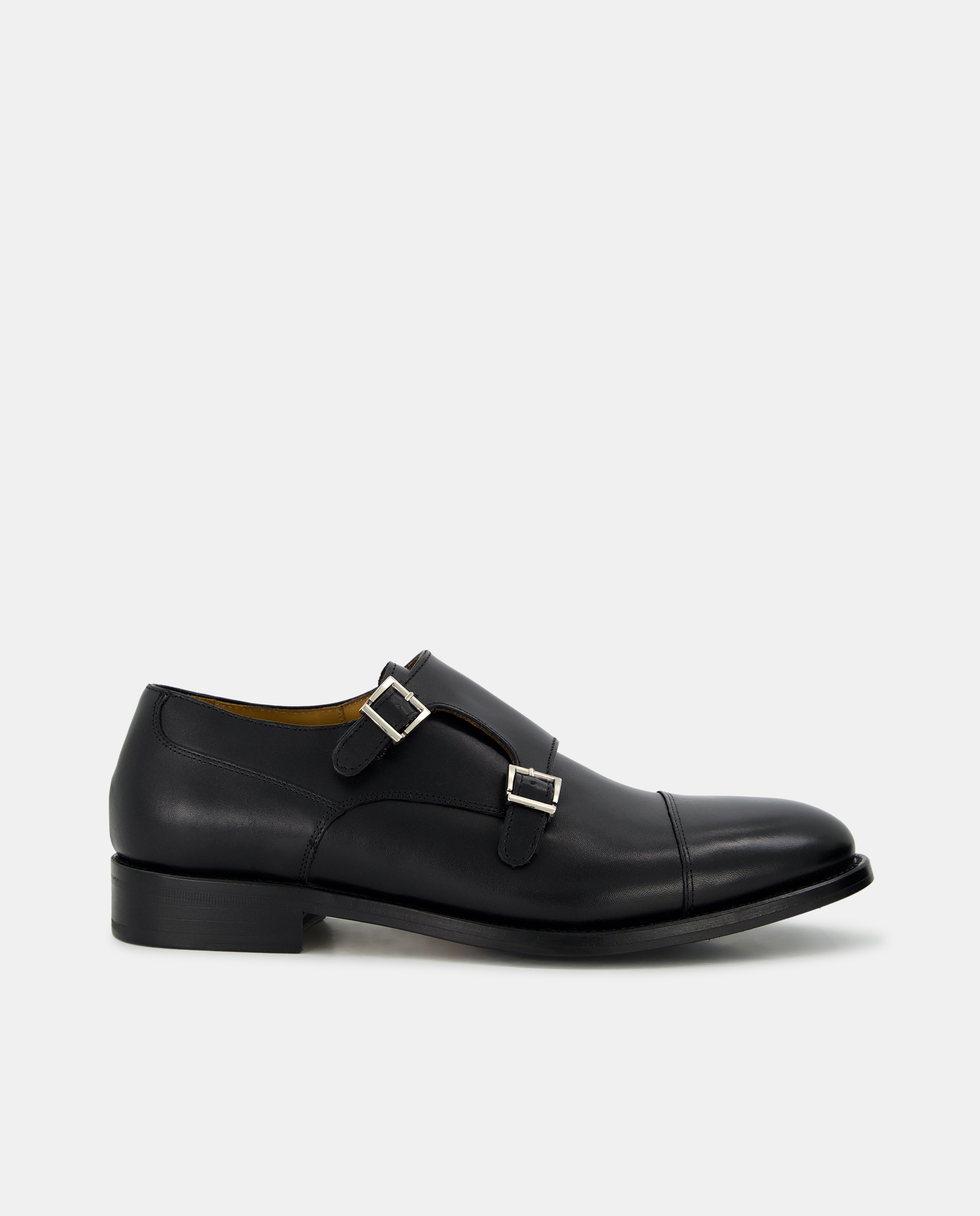 Bluchers com Fivela Dupla e em Pele Preto-1