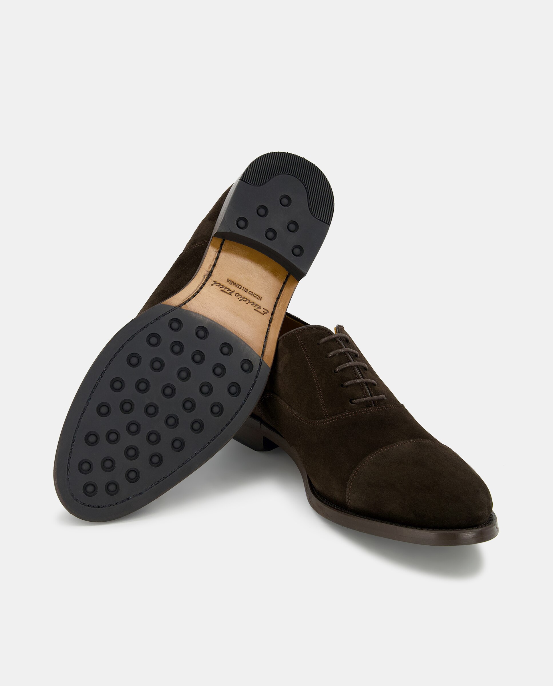 Sapatos de Atacadores com Biqueira Direita e em Pele Castanho-escuro-2