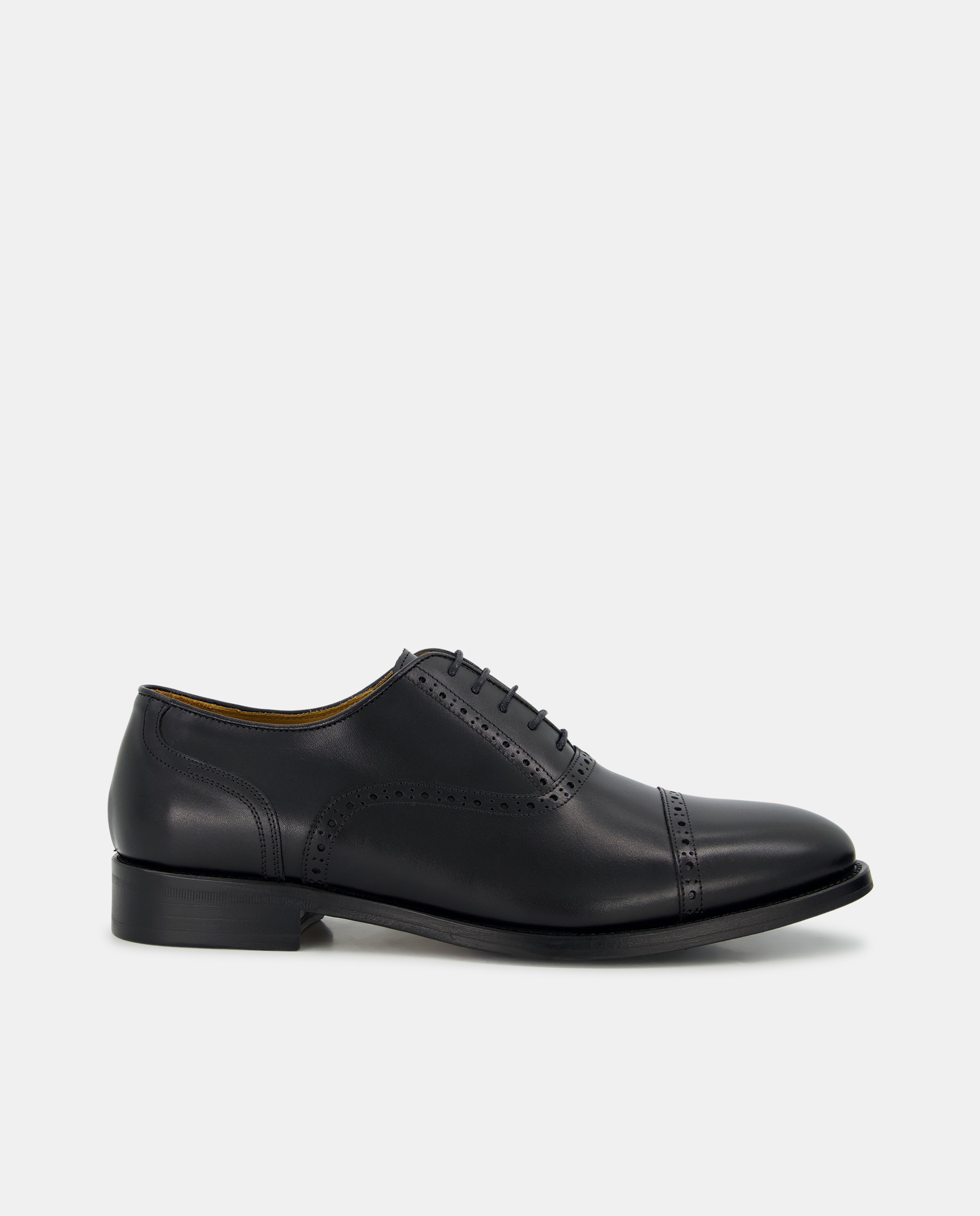 Sapatos de Atacadores com Rendilhados e em Pele Preto-1