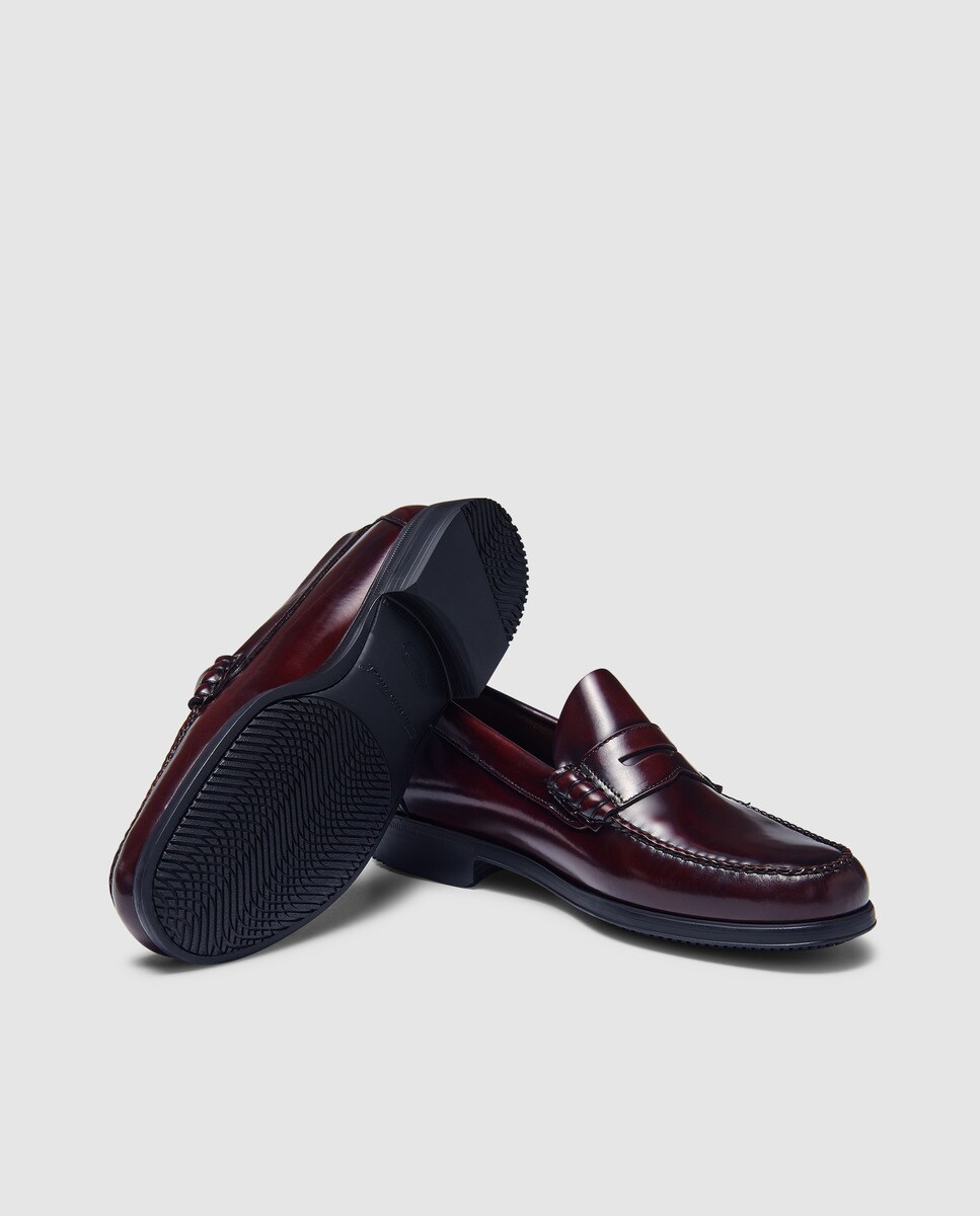 Mocassins de homem Emidio Tucci em pele bordeaux Bordeaux-2