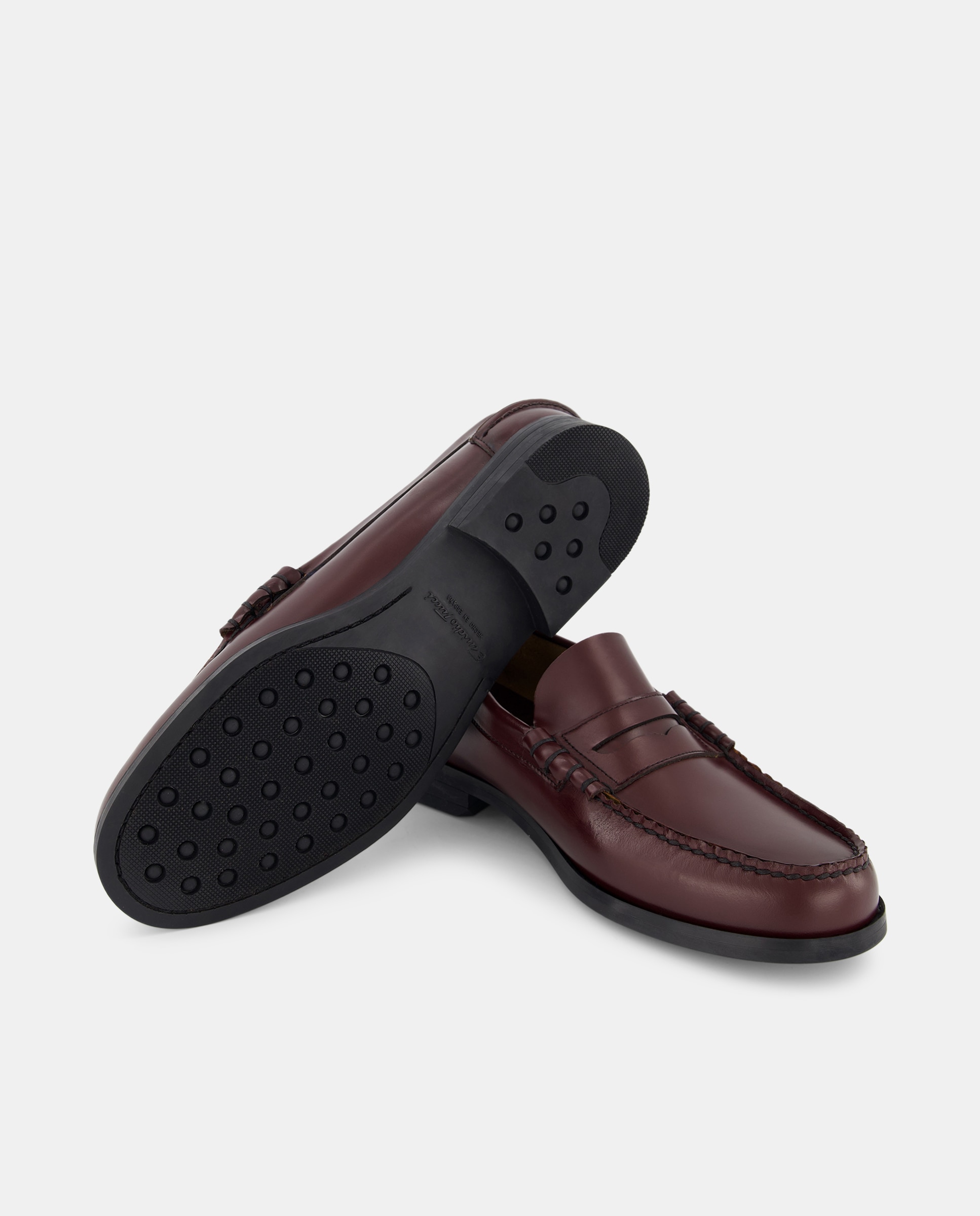 Mocassins em Pele com Travessão Bordeaux-2