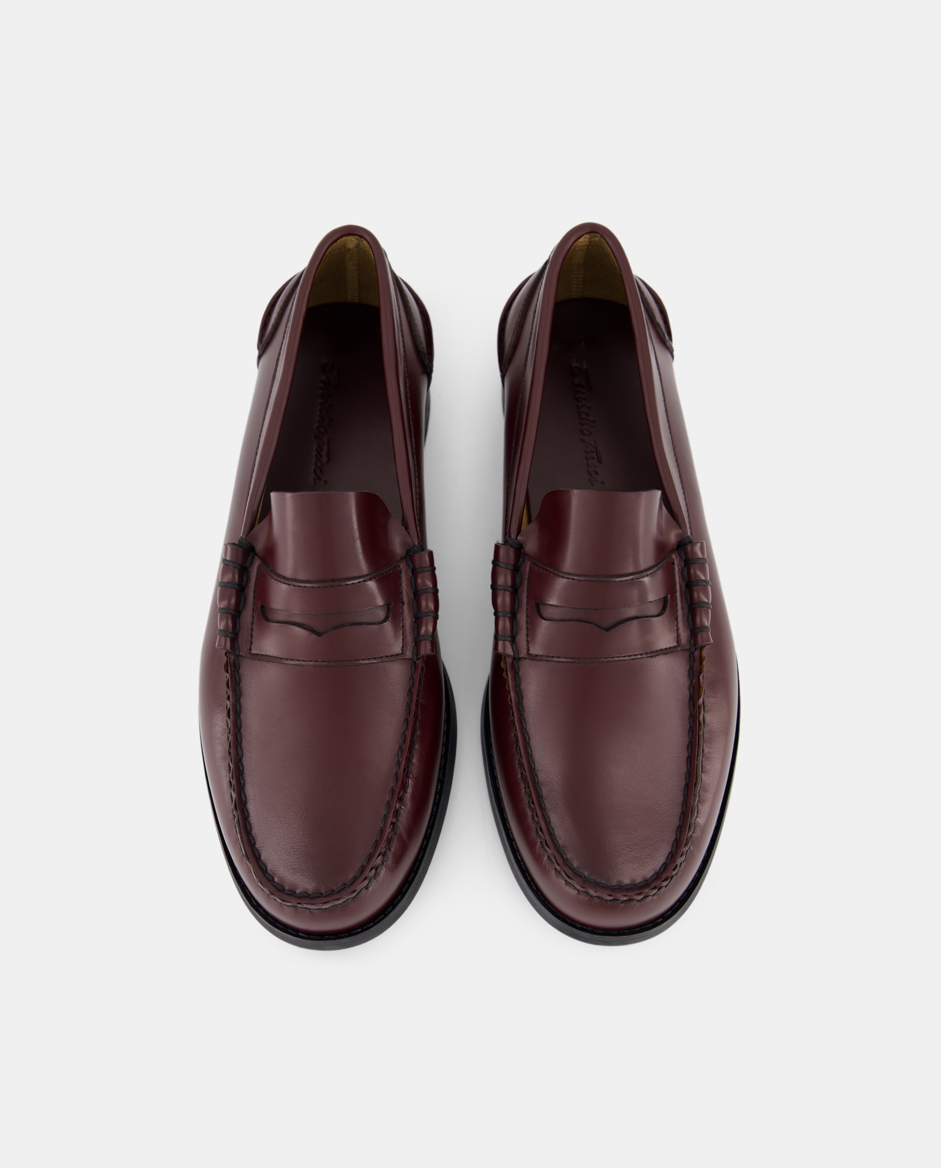 Mocassins em Pele com Travessão Bordeaux-4