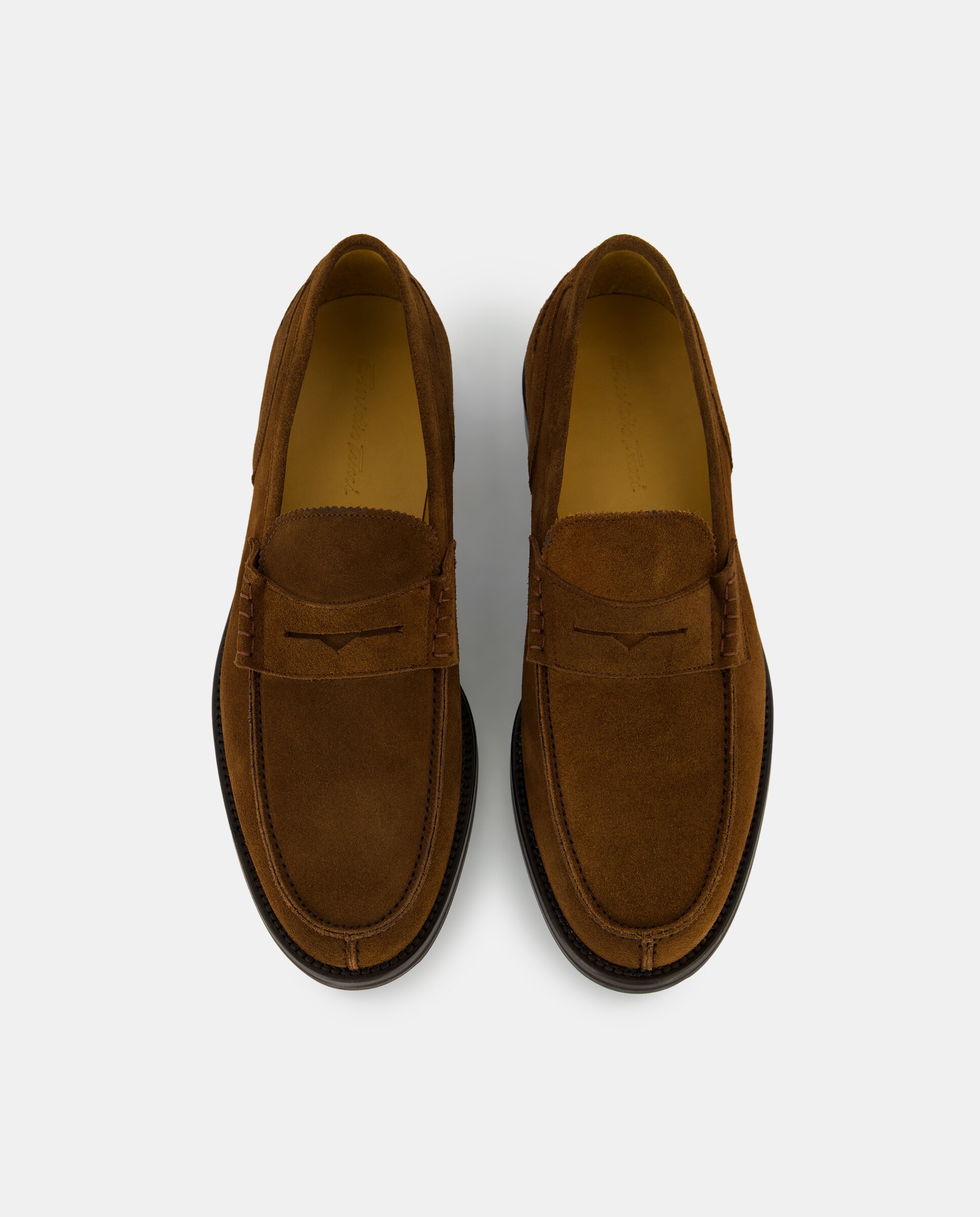 Mocassins em Pele com Travessão Castanho-4