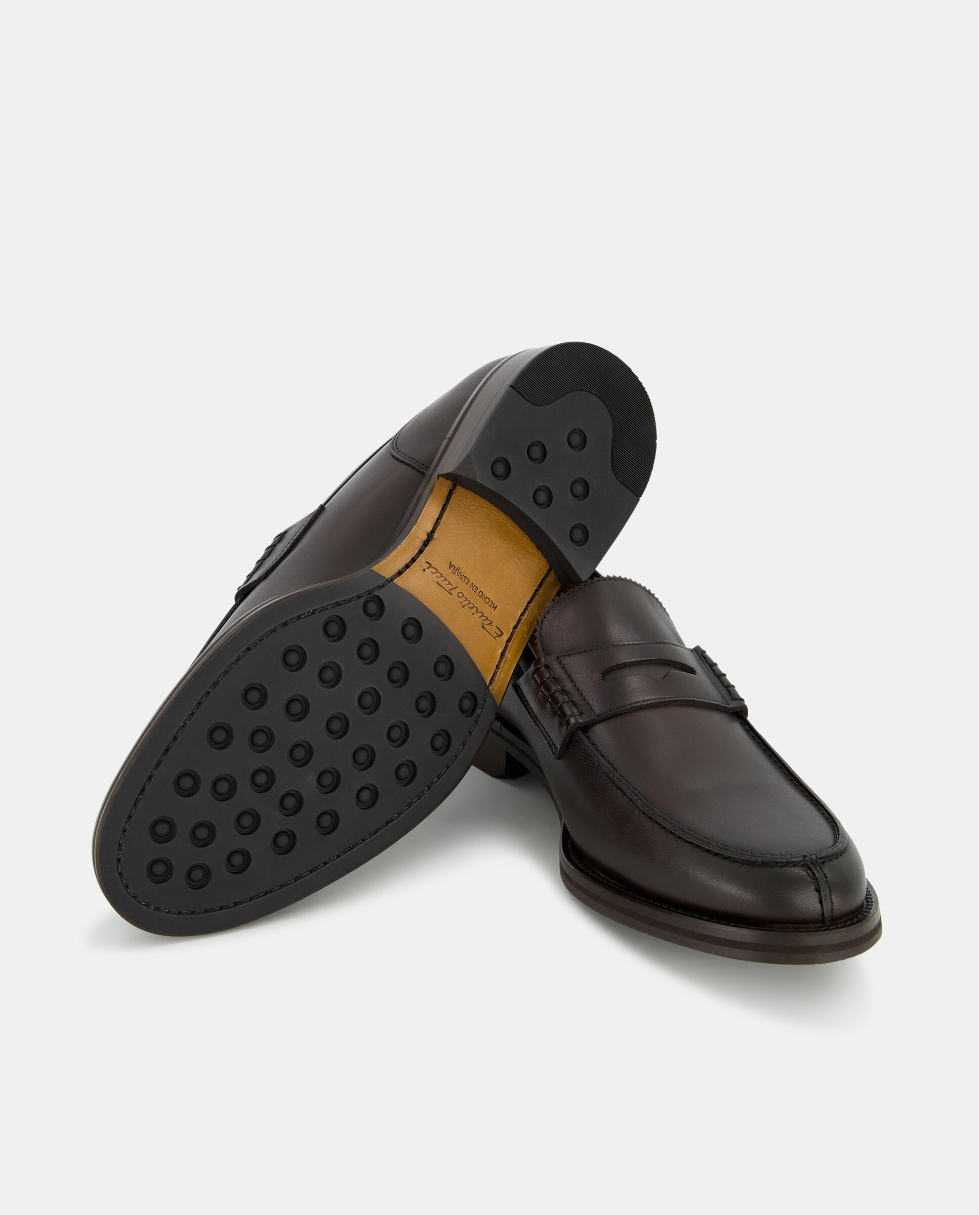 Mocassins em Pele com Travessão Castanho-escuro-2