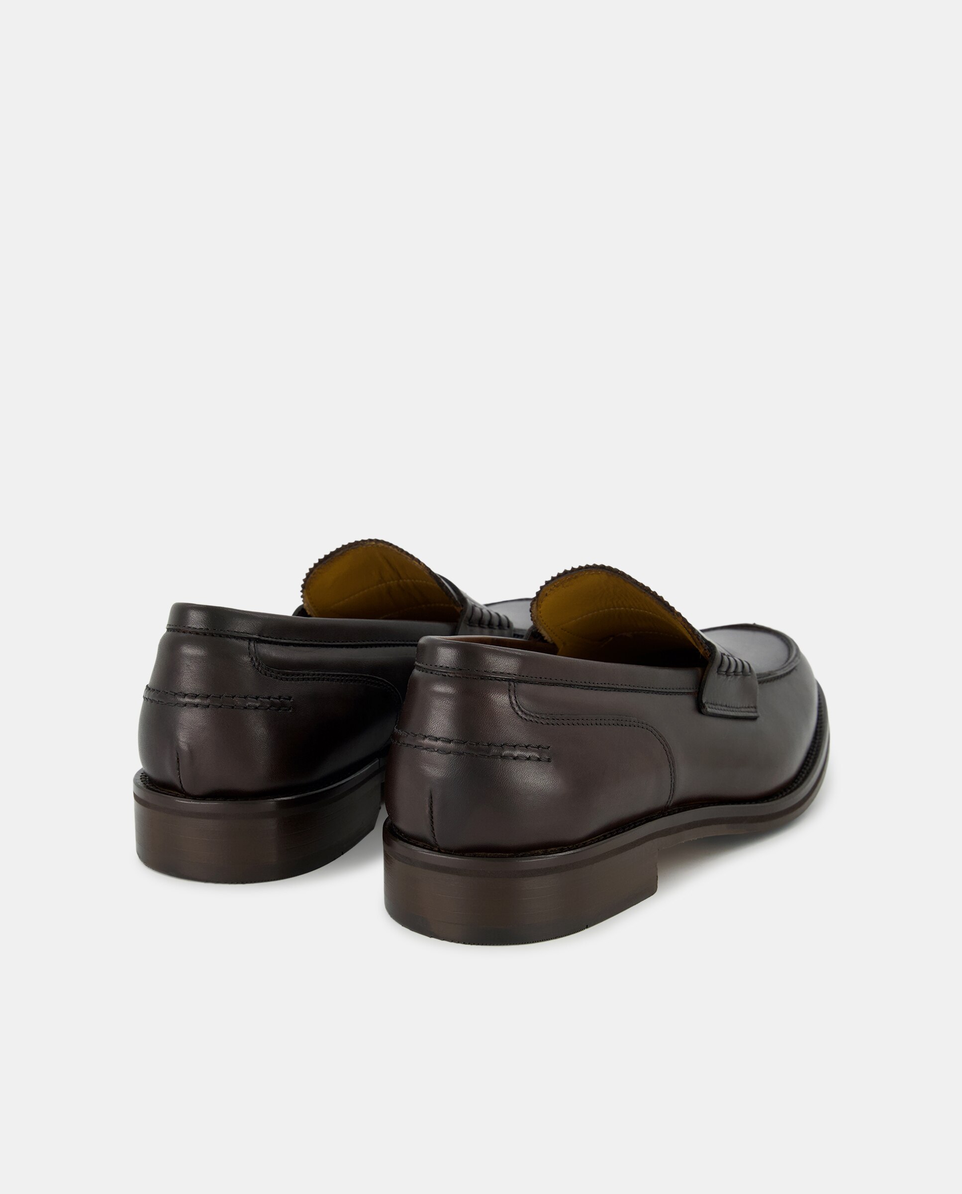 Mocassins em Pele com Travessão Castanho-escuro-3