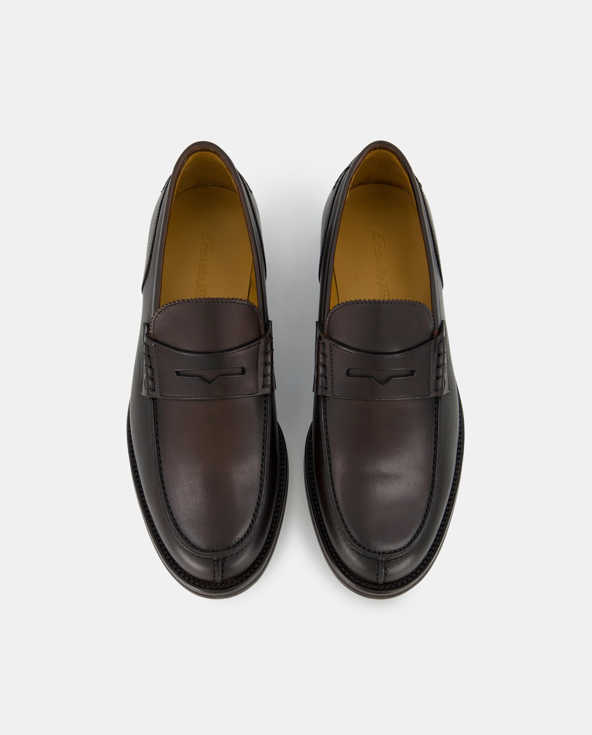 Mocassins em Pele com Travessão Castanho-escuro-4