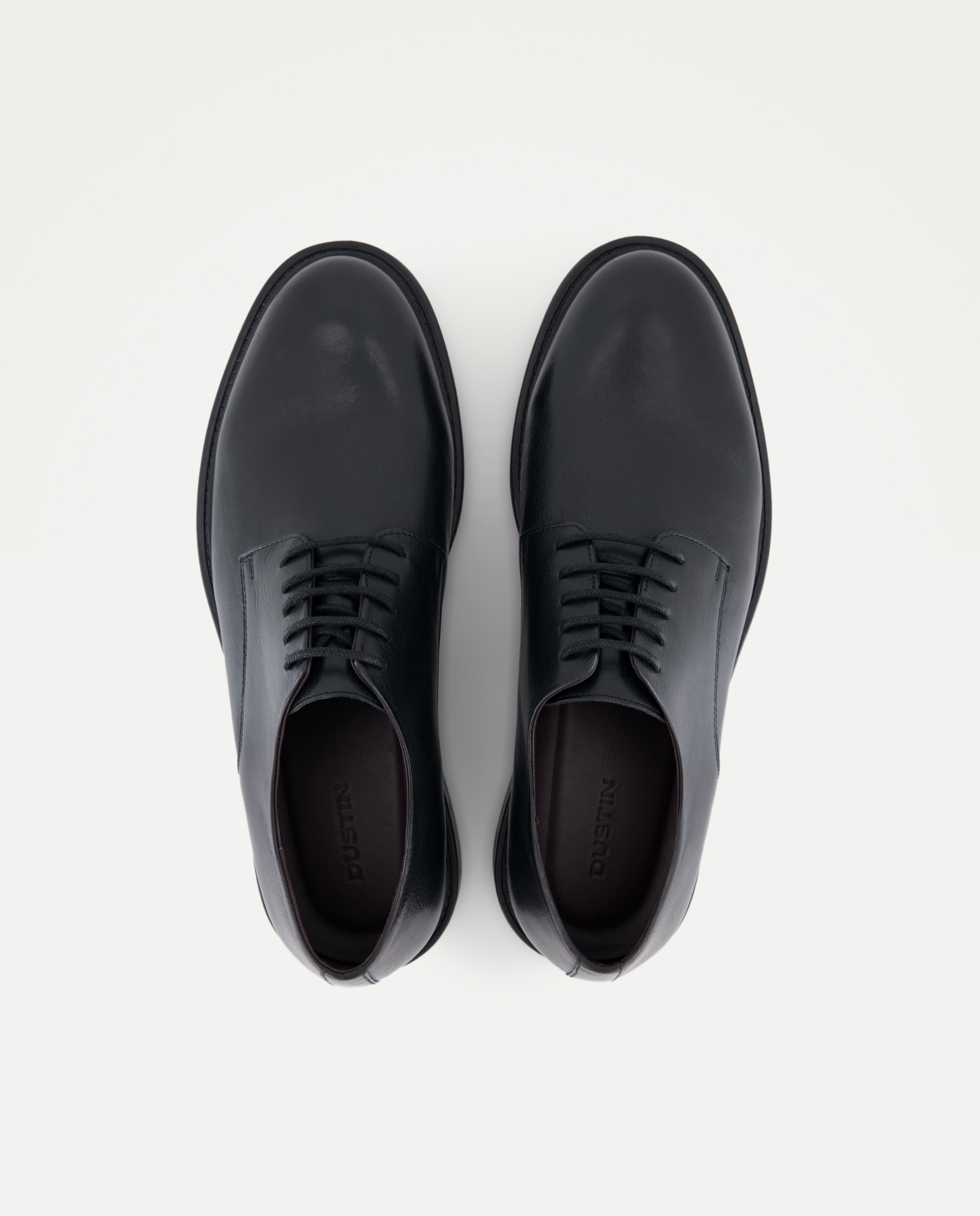 Sapatos em Pele Lisa com Atacadores Preto-4