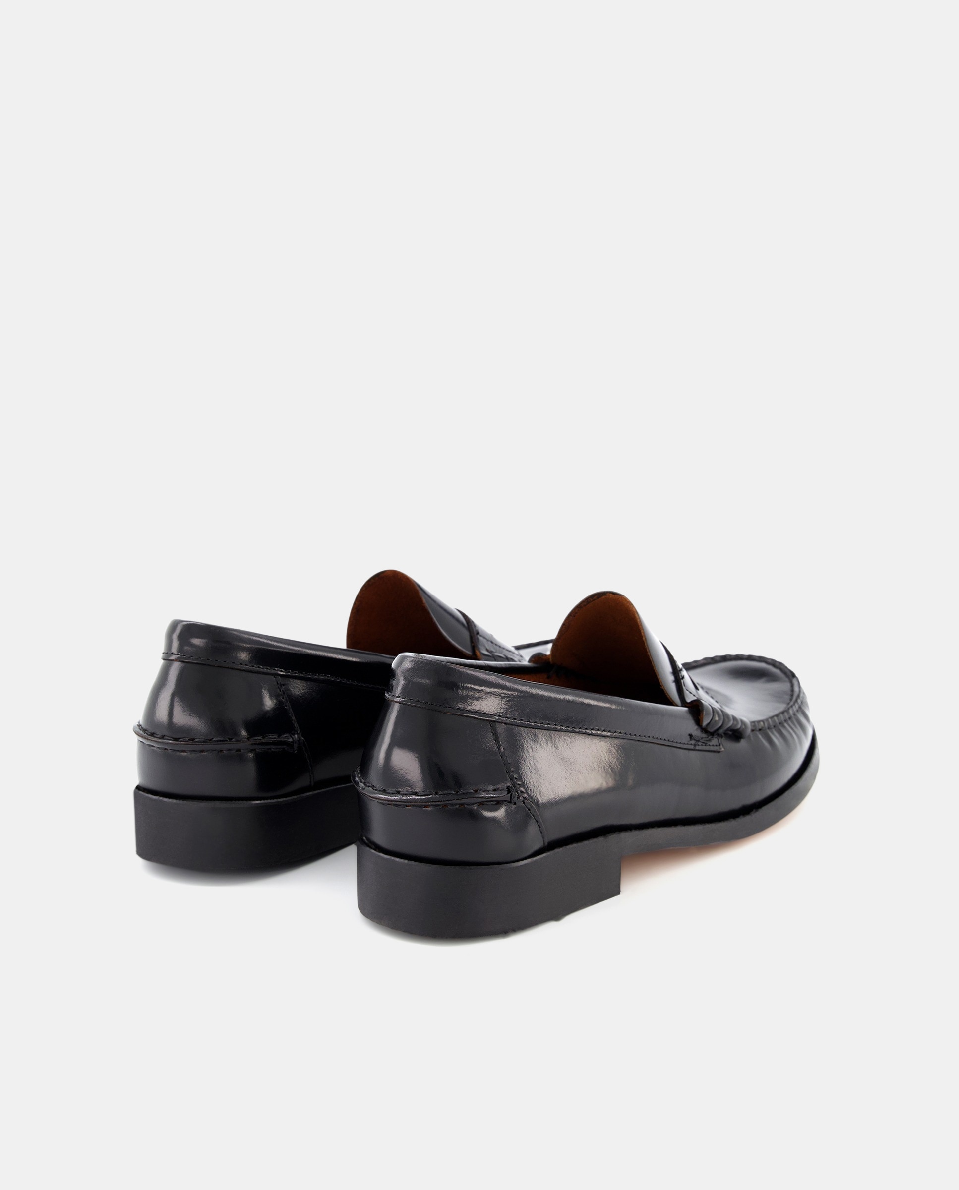 Mocassins com Bordão, Adorno de Travessão e em Pele - Preto Preto-3