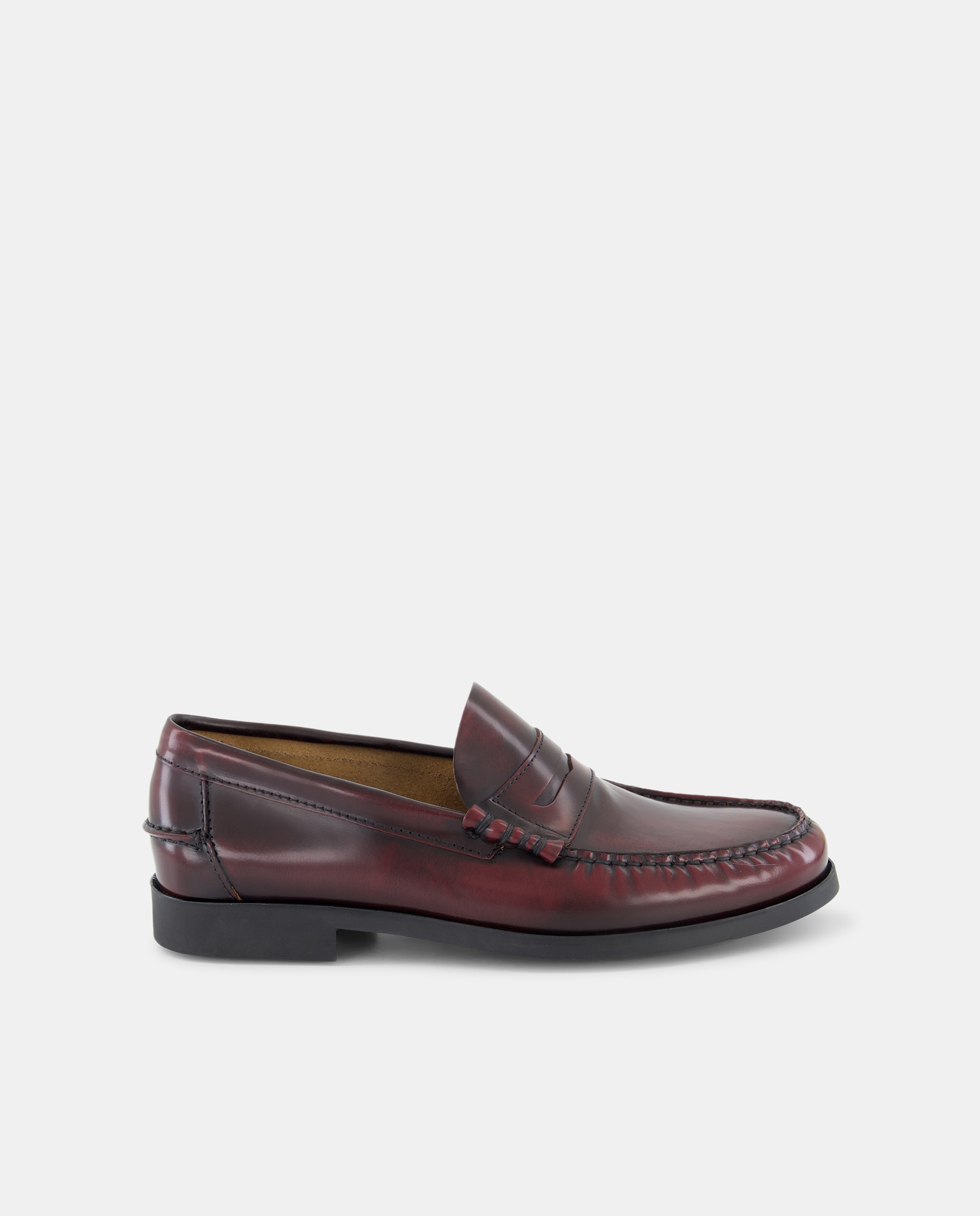 Mocassins com Bordão, Adorno de Travessão e em Pele - Bordeaux Bordeaux-1