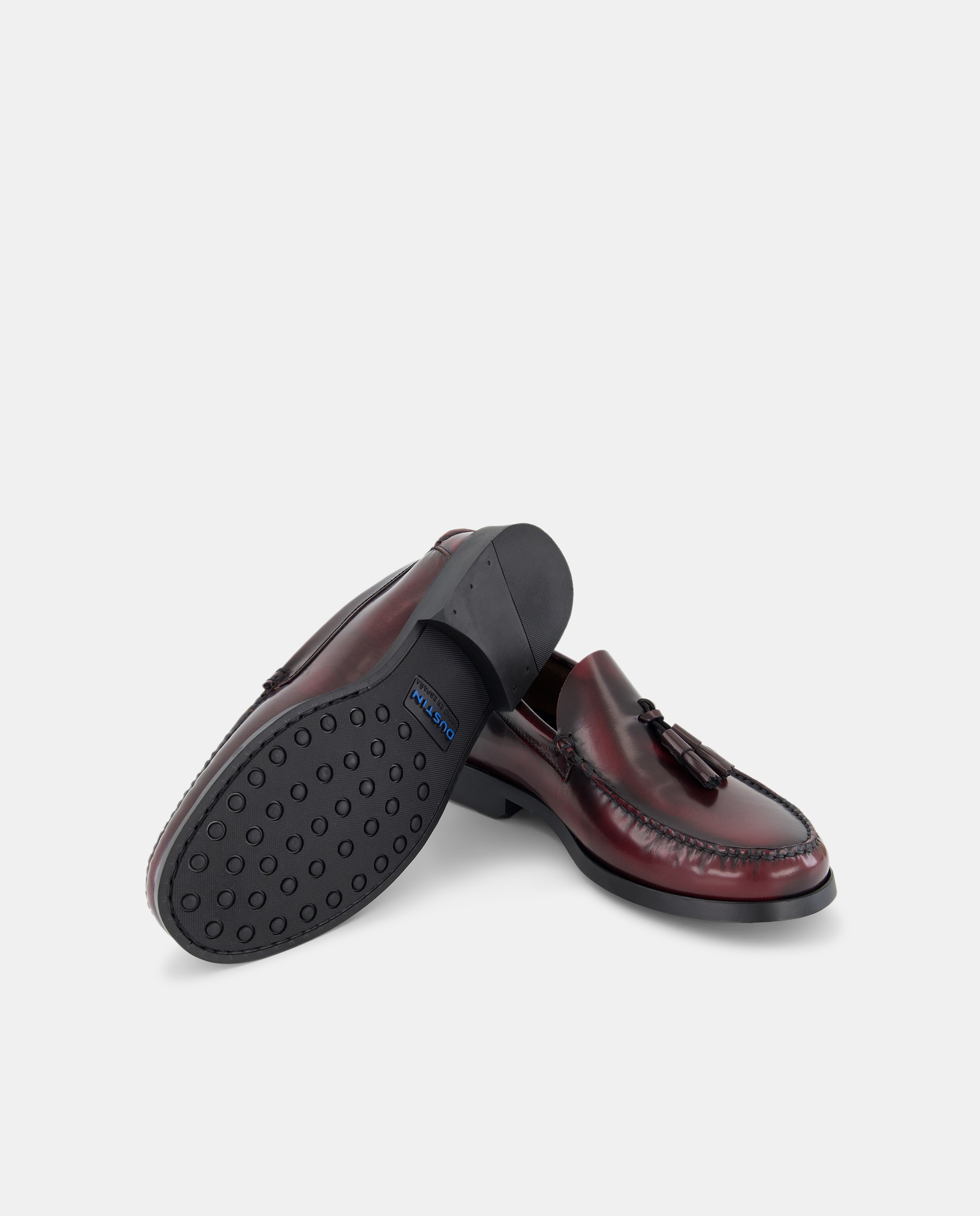 Mocassins com Borlas e em Pele Bordeaux-2