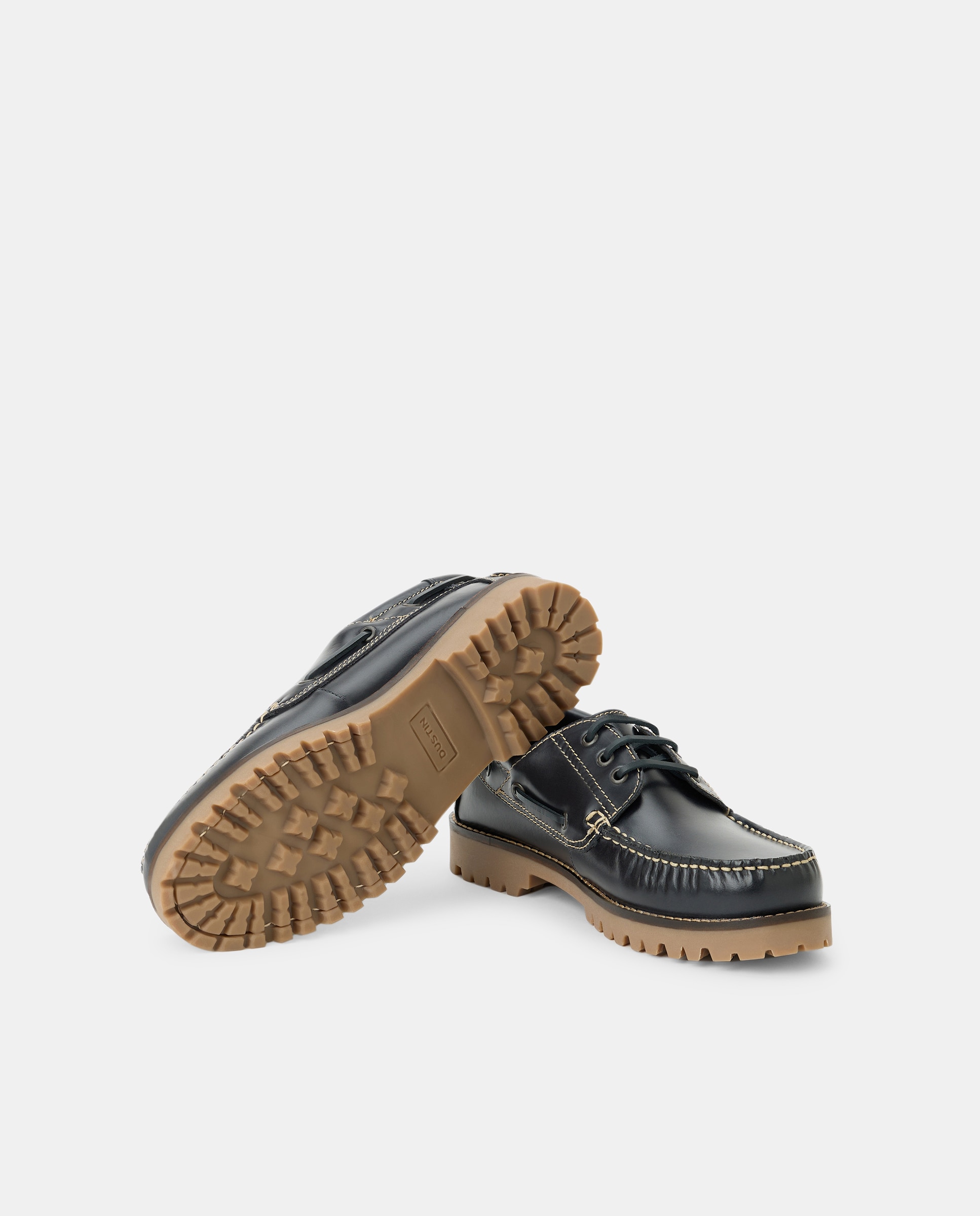 Náuticos com Sola de Borracha e de Couro Pull-up - Azul-Marinho Azul-marinho-2