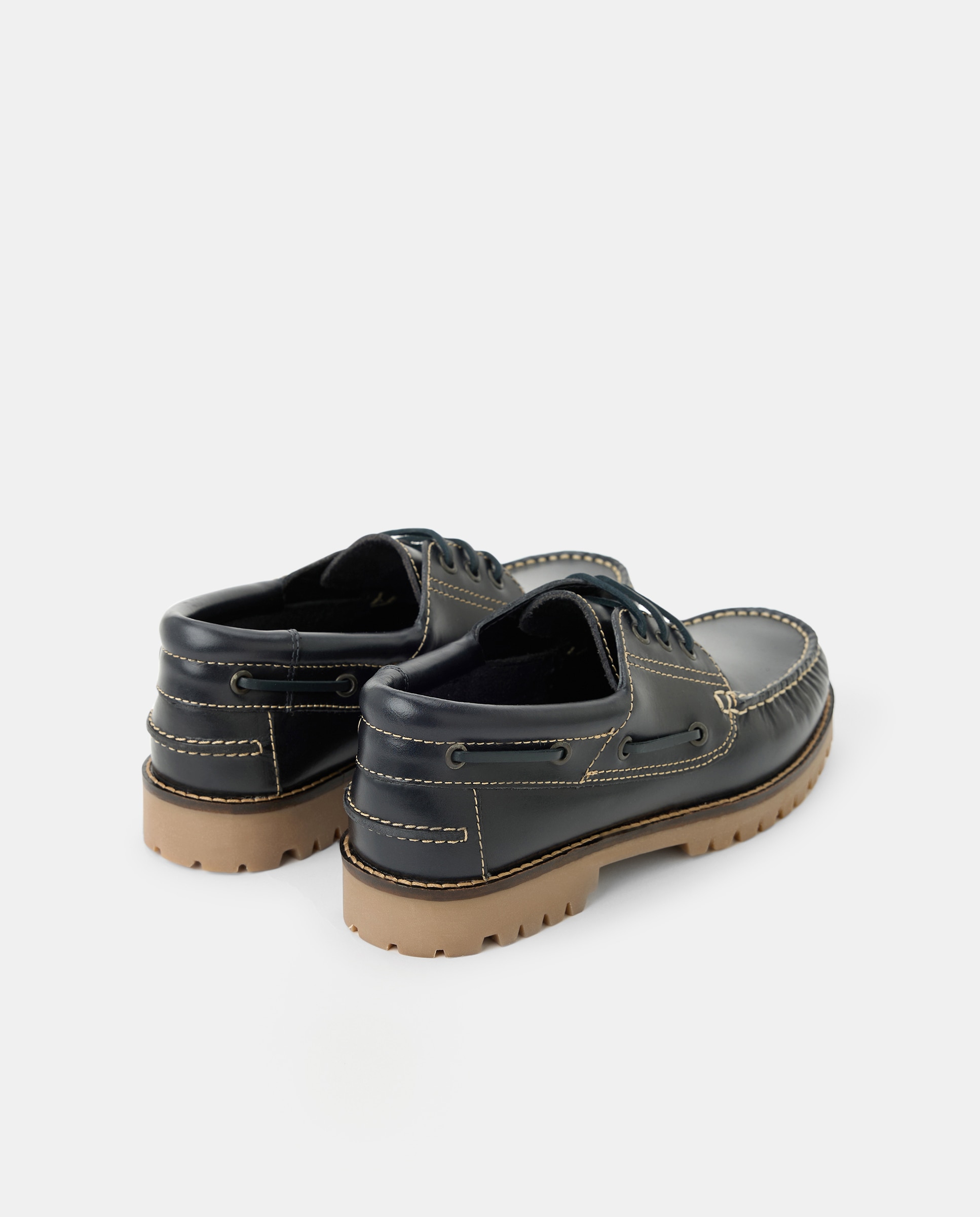 Náuticos com Sola de Borracha e de Couro Pull-up - Azul-Marinho Azul-marinho-3