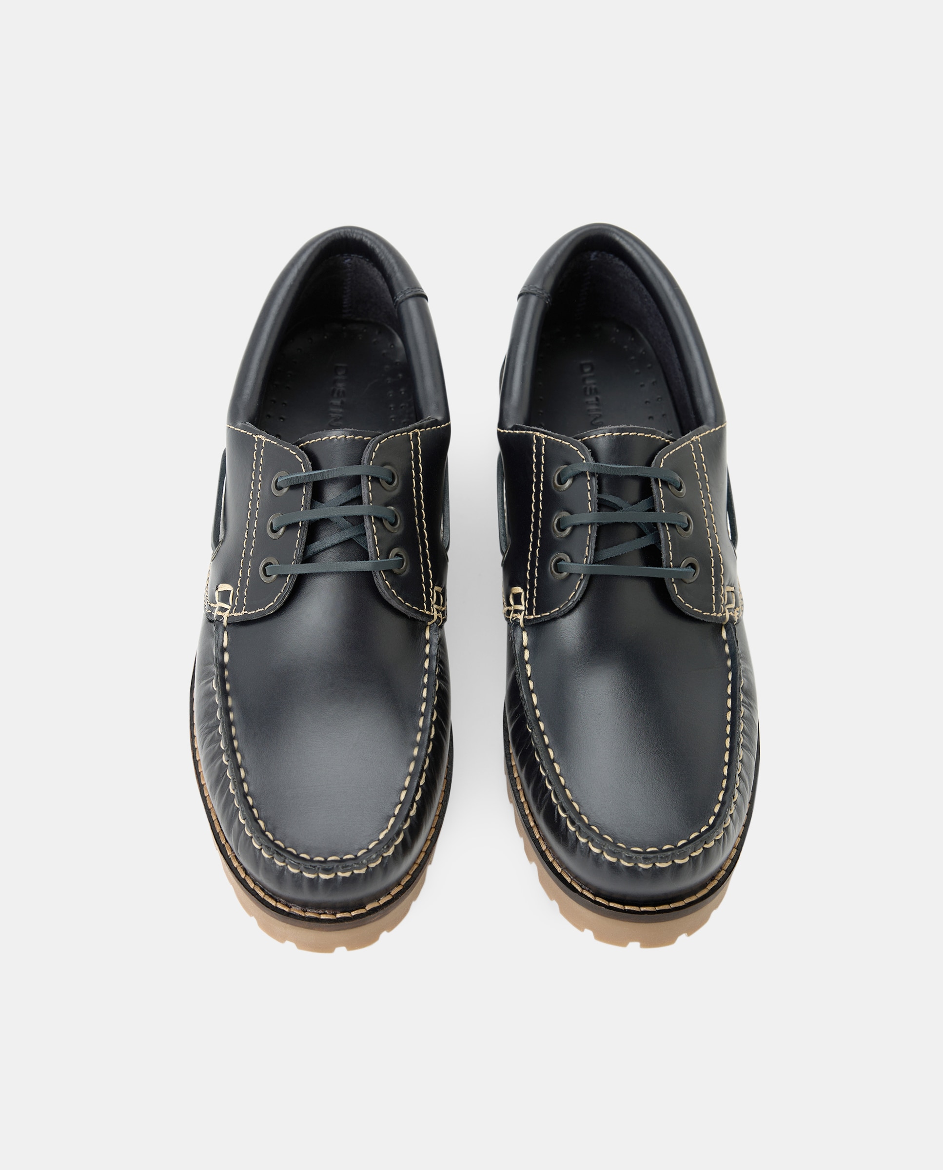 Náuticos com Sola de Borracha e de Couro Pull-up - Azul-Marinho Azul-marinho-4