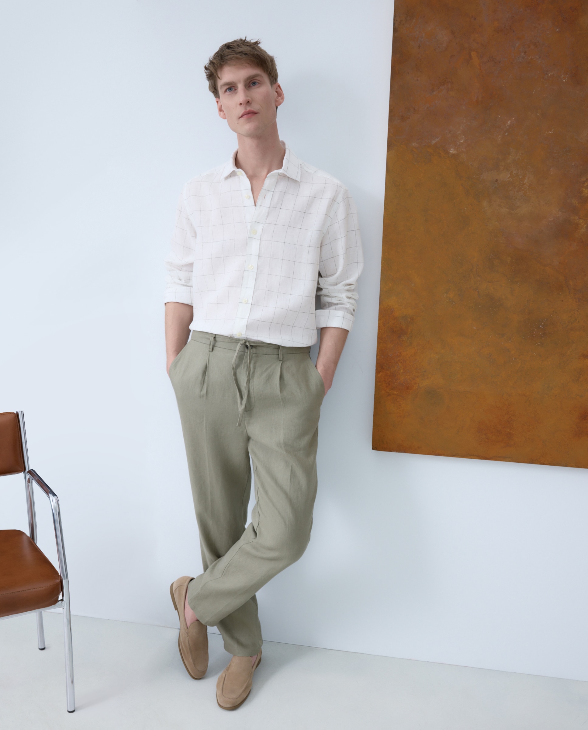 Mocassins em Pele com Sola de Borracha Castanho-pedra-7