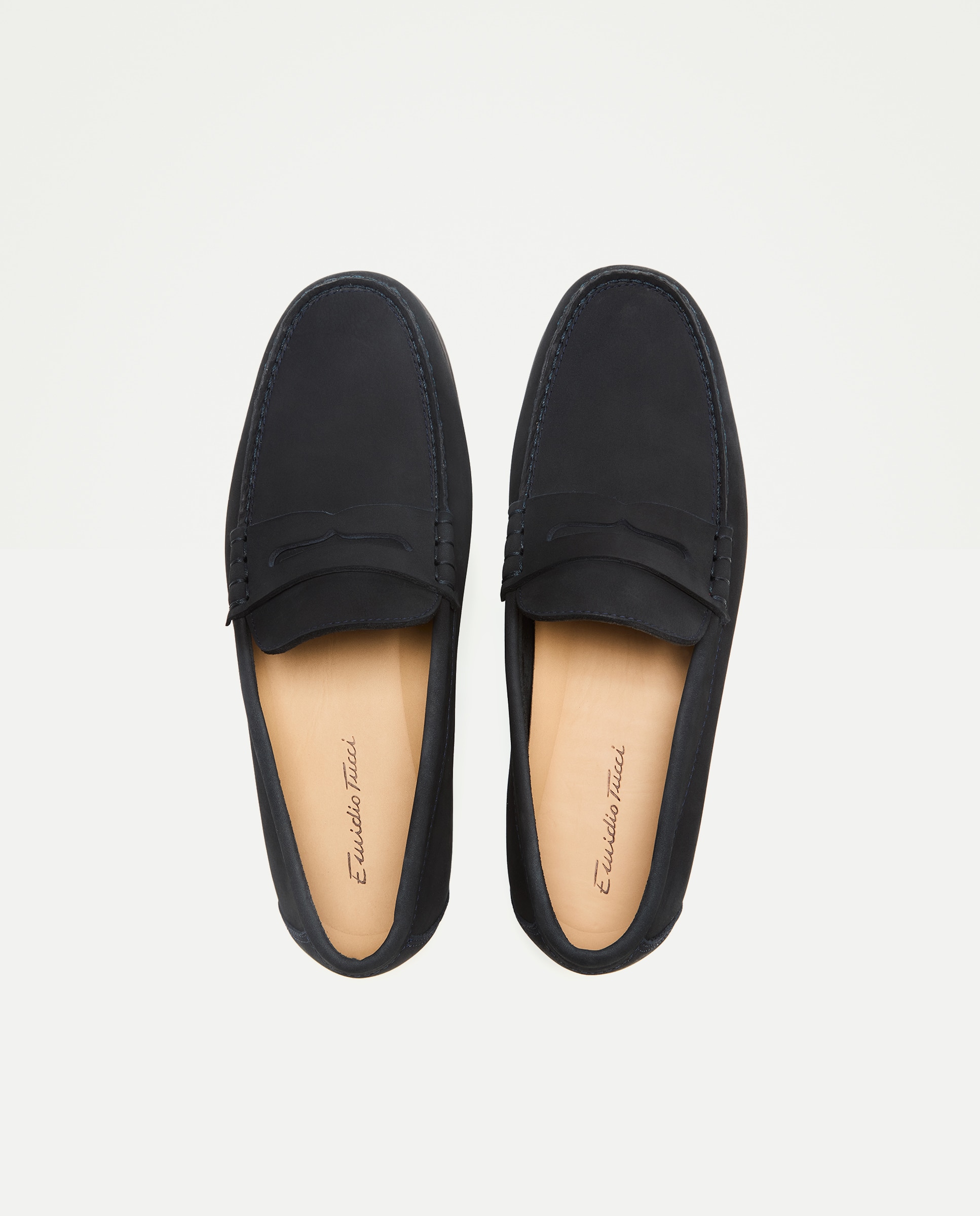 Mocassins em Nobuck com Sola de Borracha Azul-marinho-3
