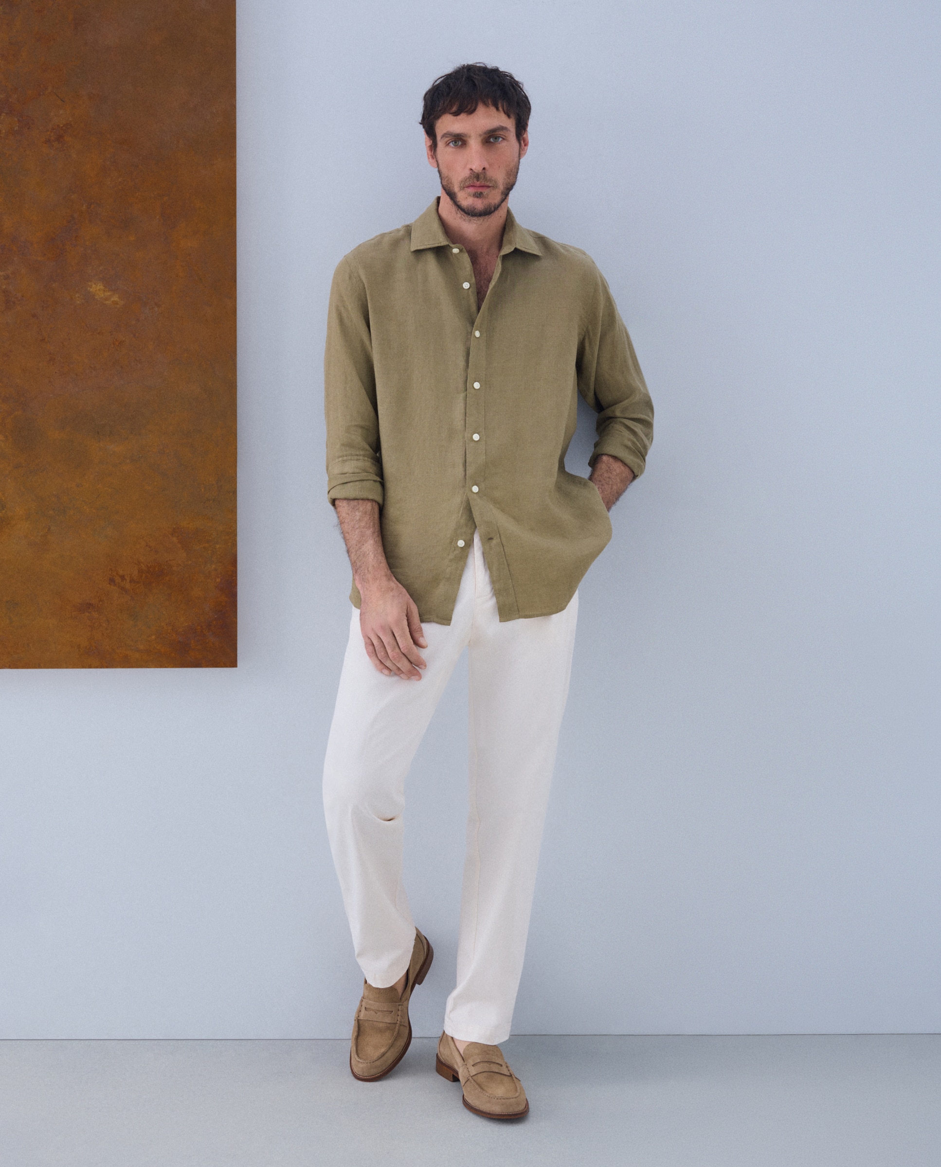 Mocassins em Pele com Sola de Couro Taupe-7