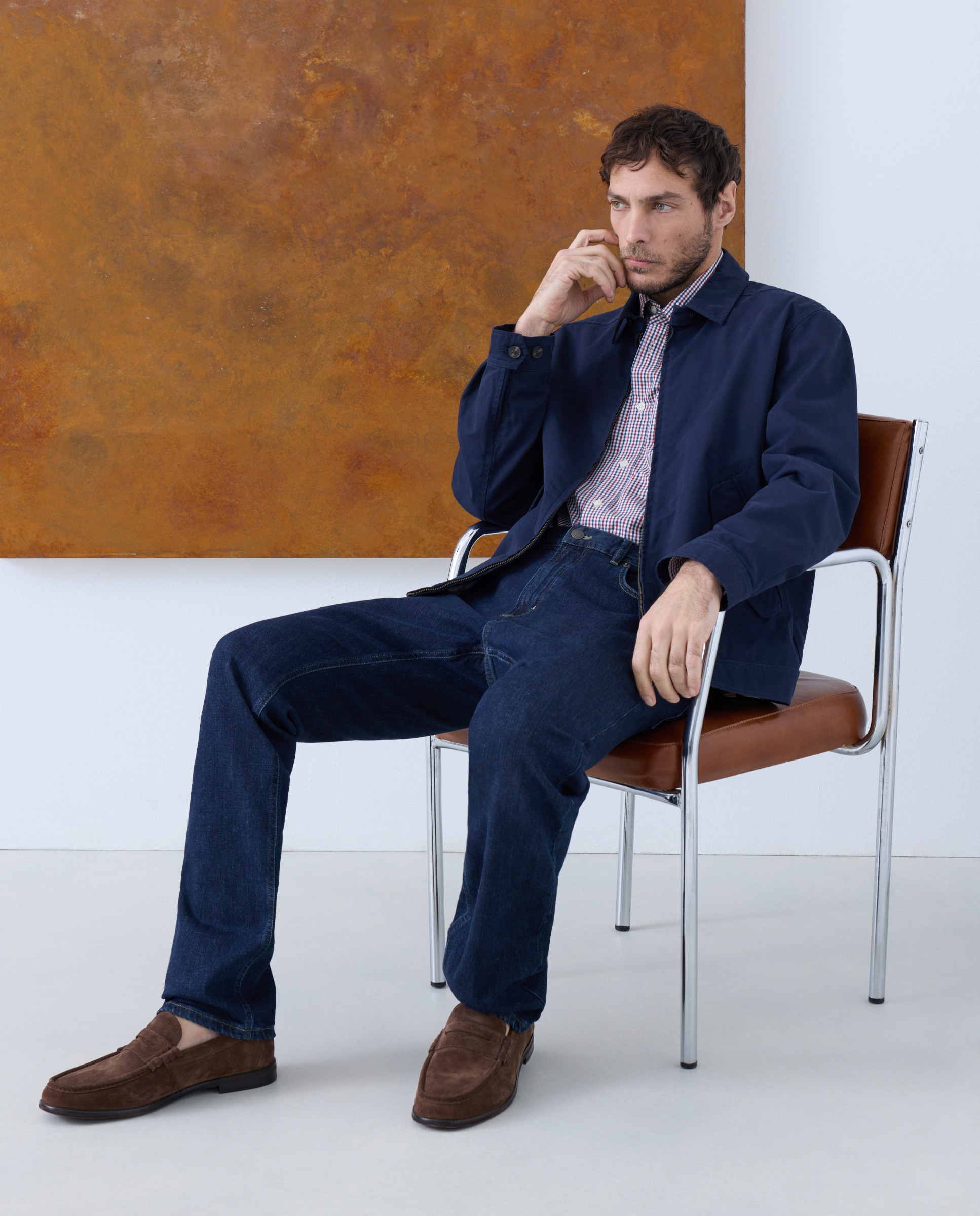 Mocassins de Camurça com Sola de Borracha Castanho-7