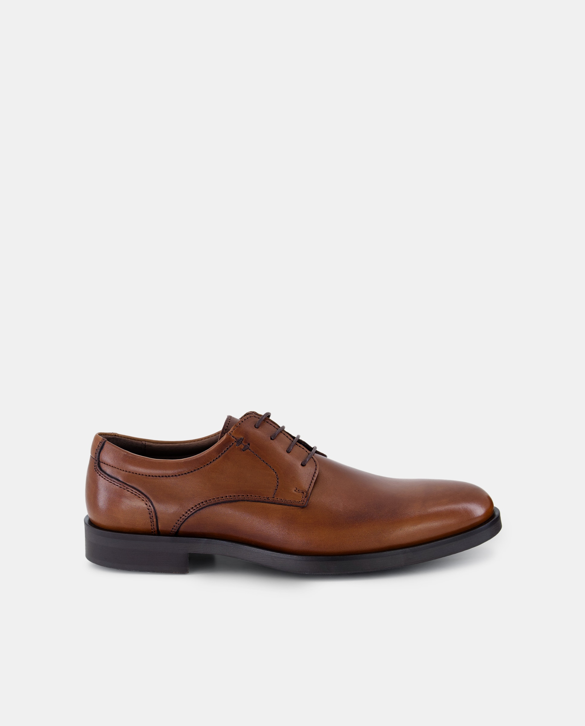 Sapatos de Atacadores com Pala Lisa, Sola de Borracha TR e em Nobuck Couro-1