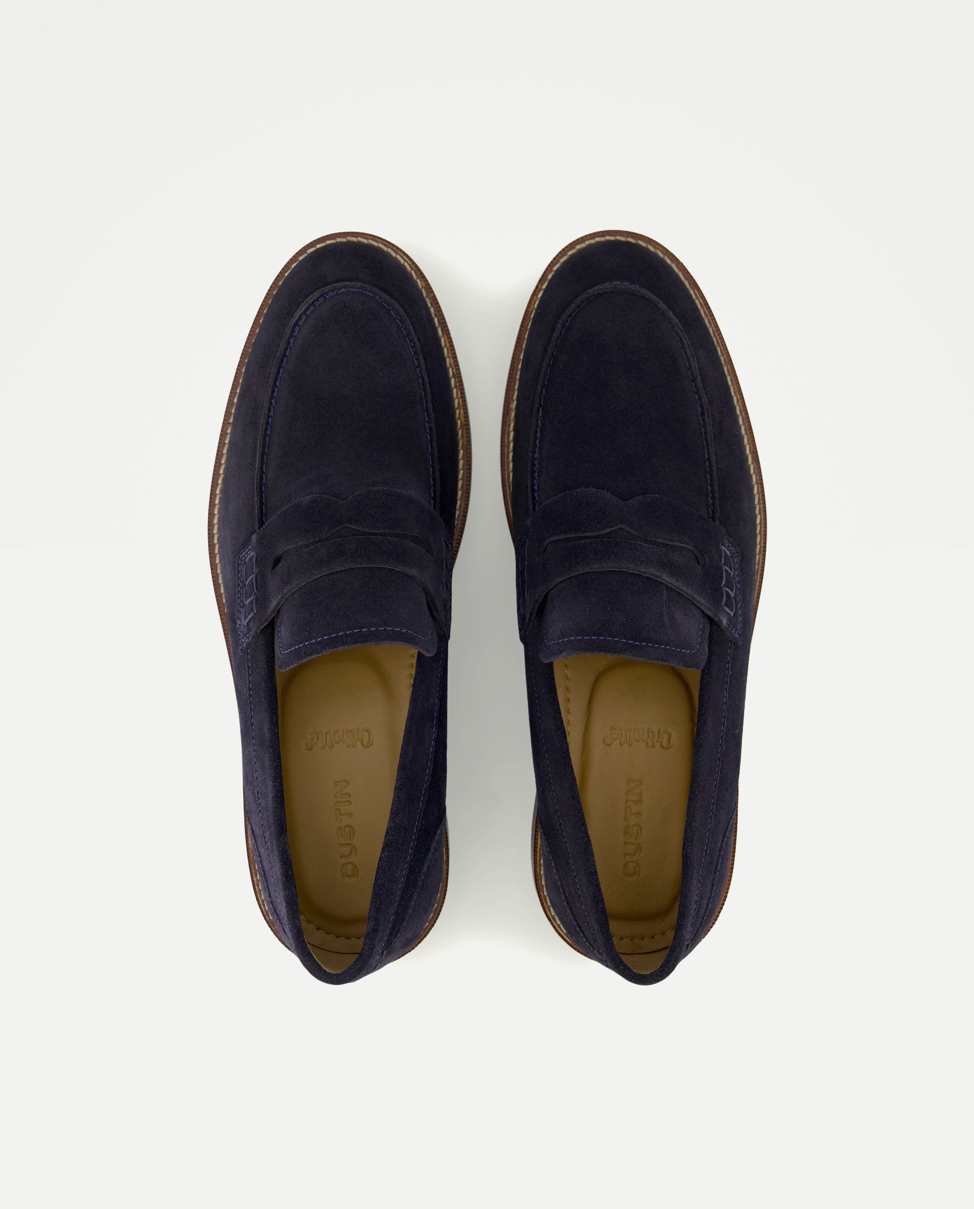 Mocassins com Travessão e Sola de Borracha 400 Azul-4