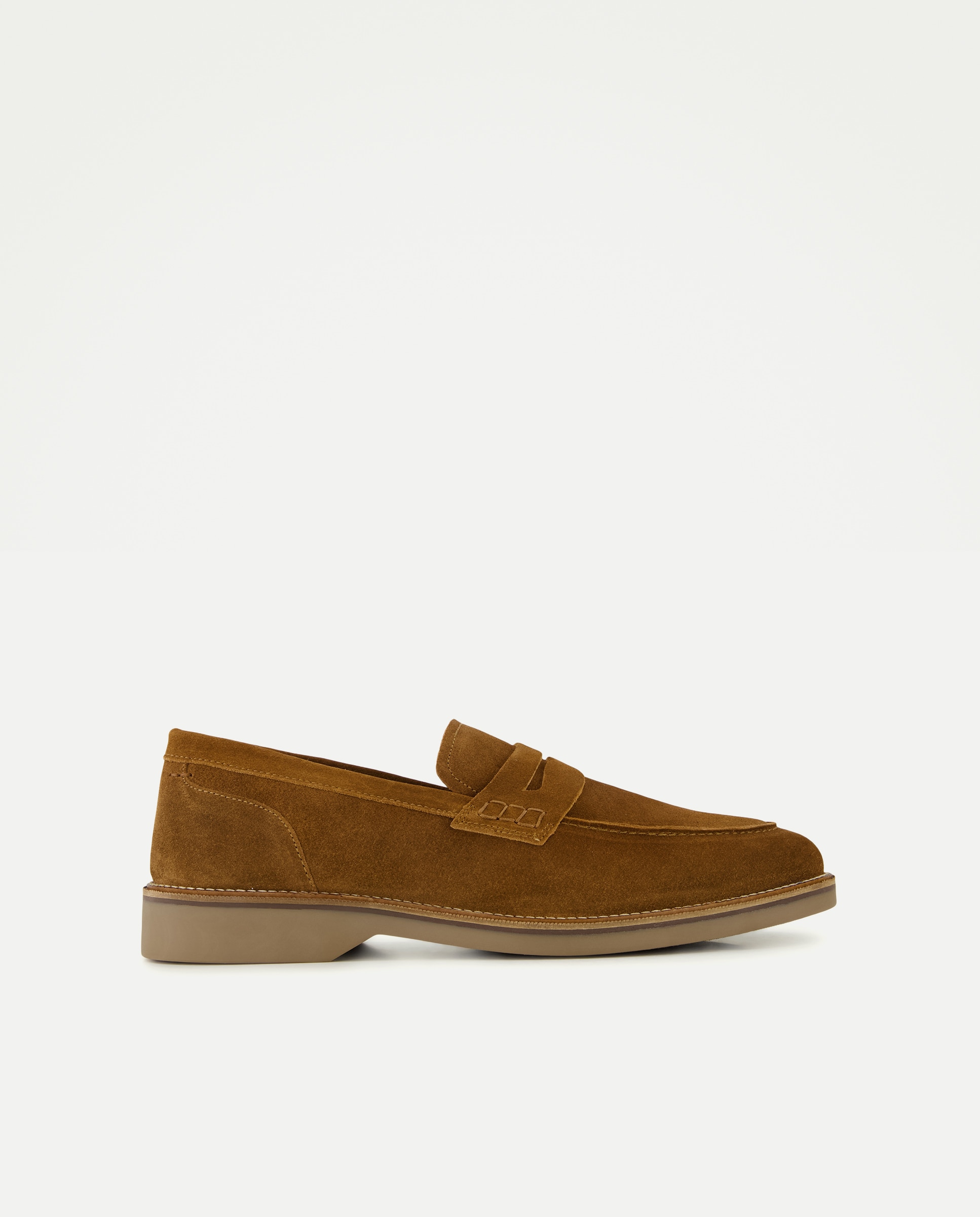 Mocassins com Travessão e Sola de Borracha Torrado-1