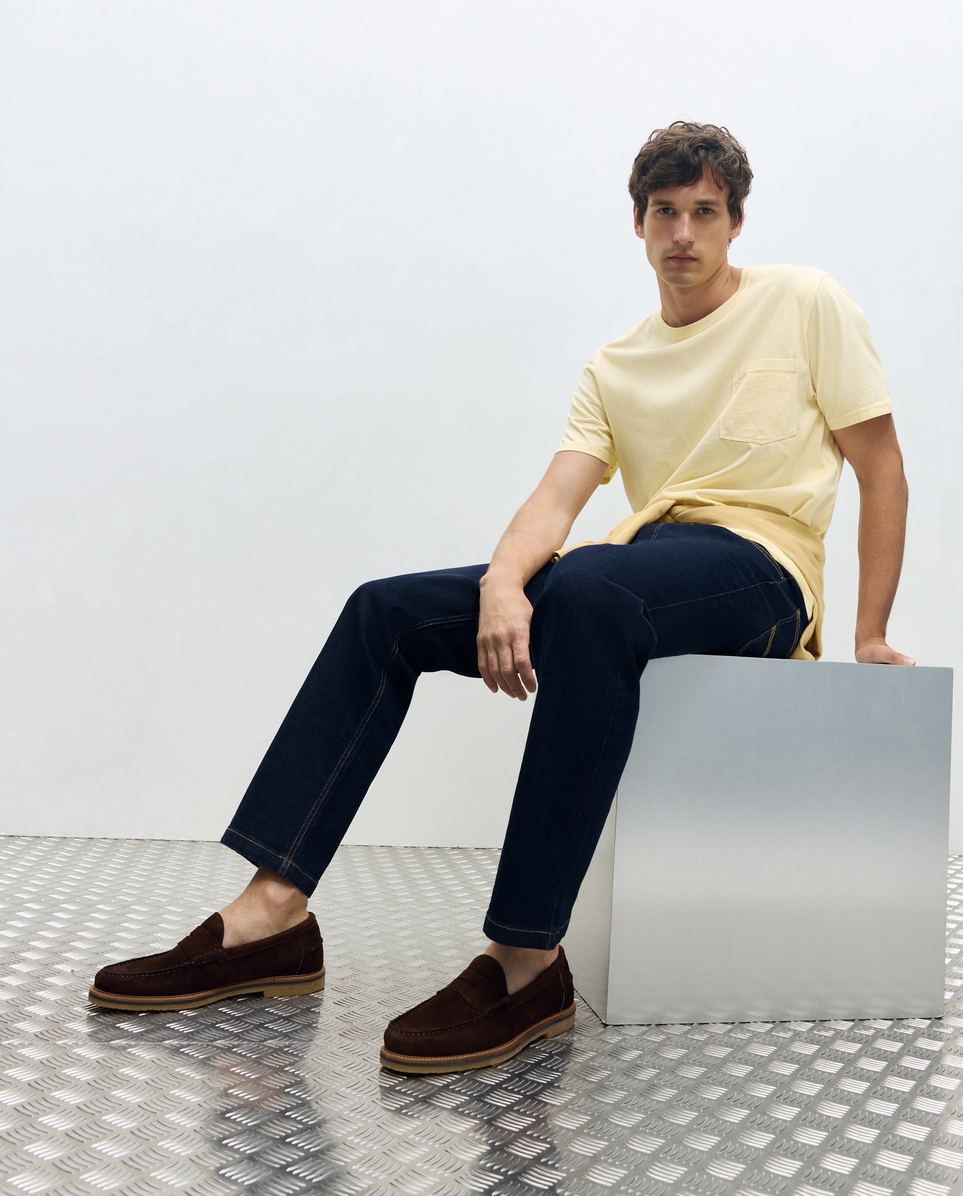 Mocassins de homem em pele Castanho-7