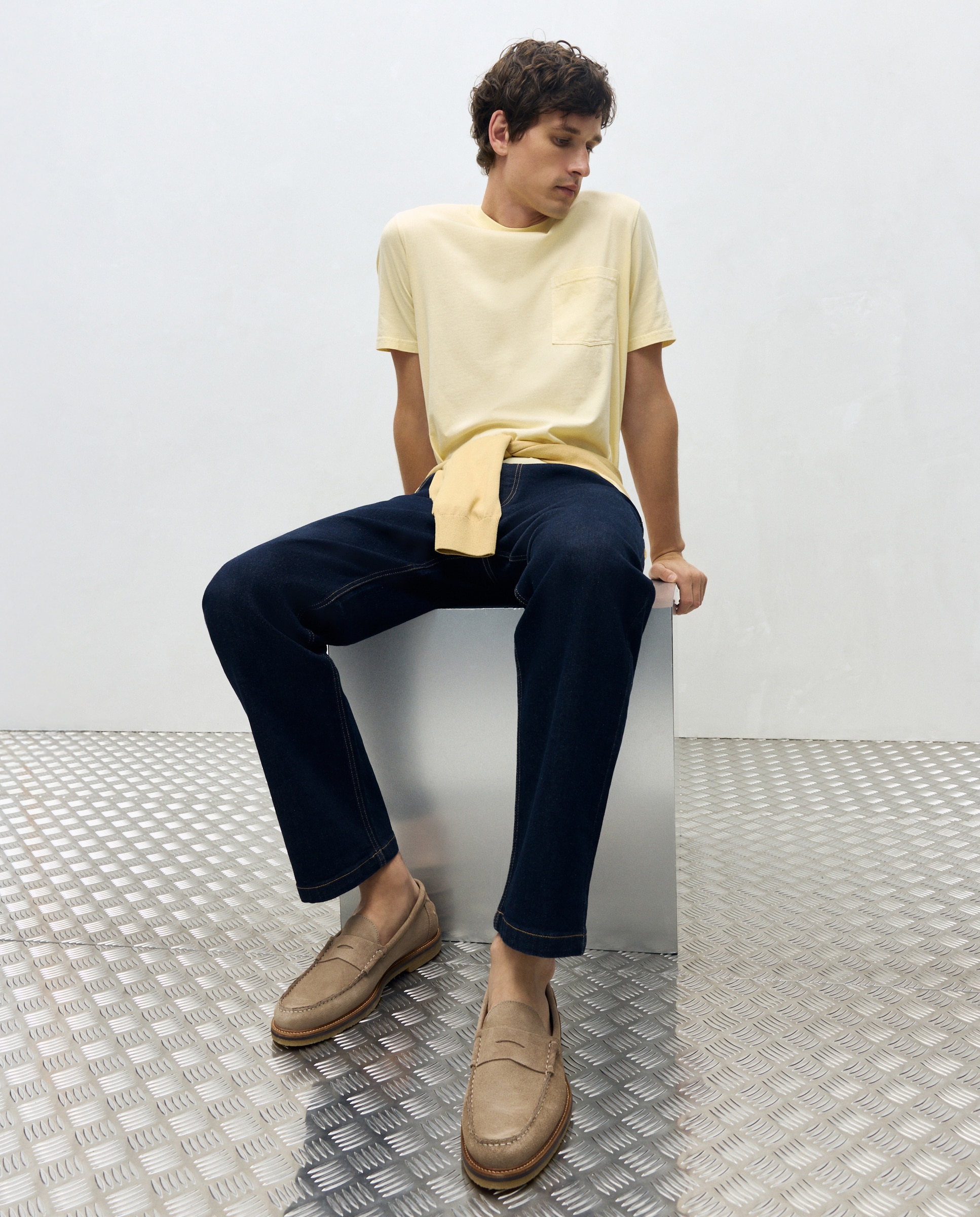 Mocassins de homem em pele Caramelo-7