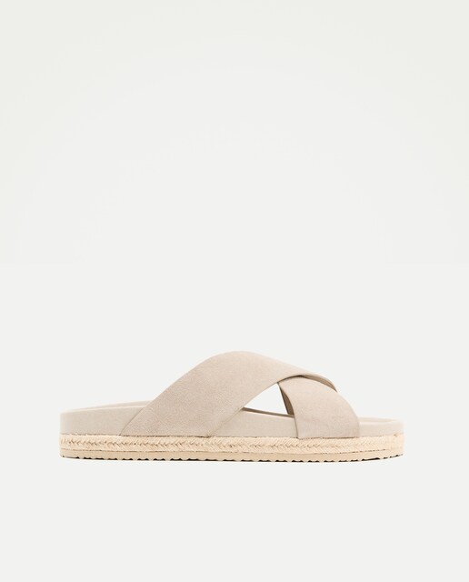 Sandalias de serraje de hombre con piso yute
