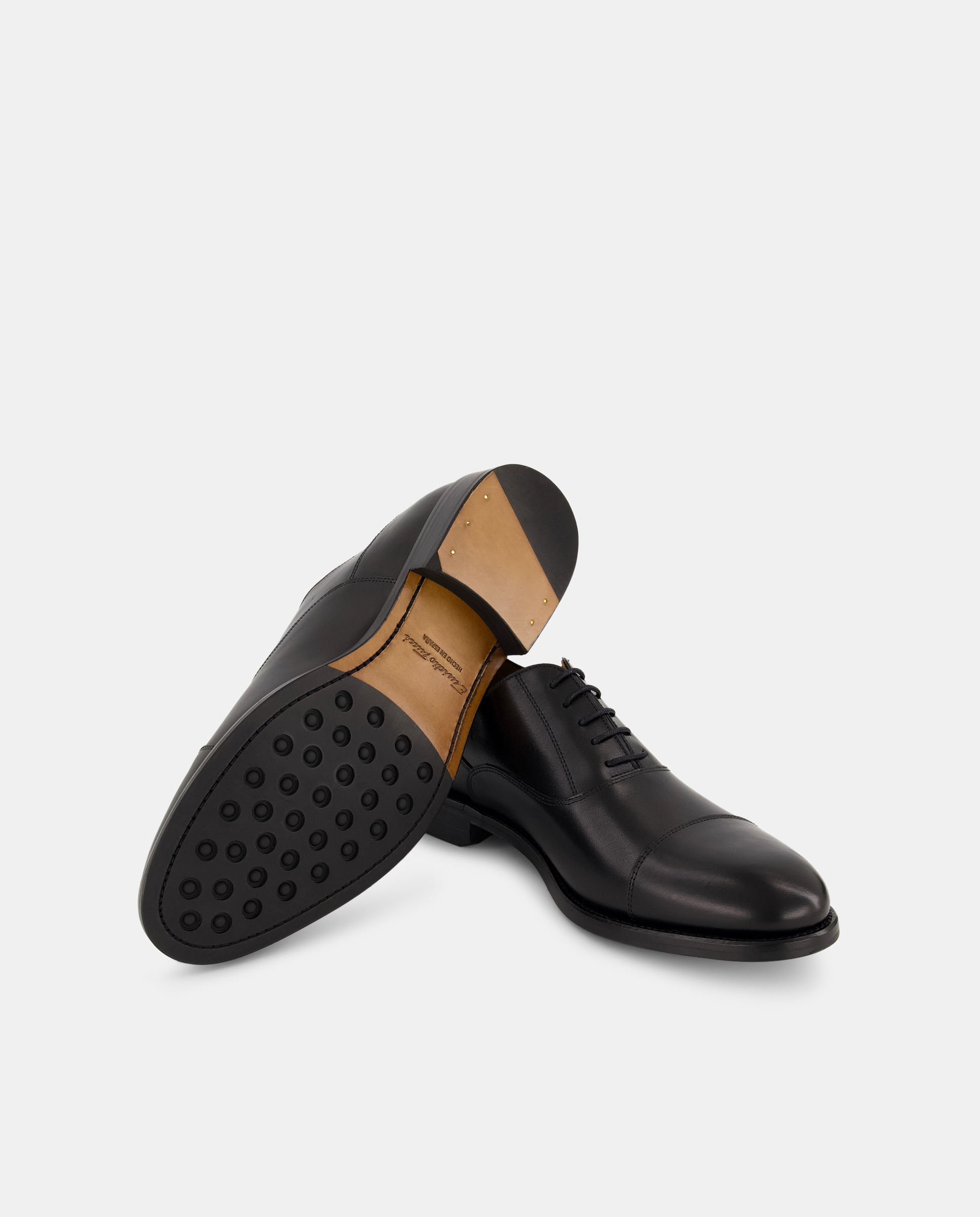 Sapatos de Atacadores com Biqueira Direita e em Pele Preto-2