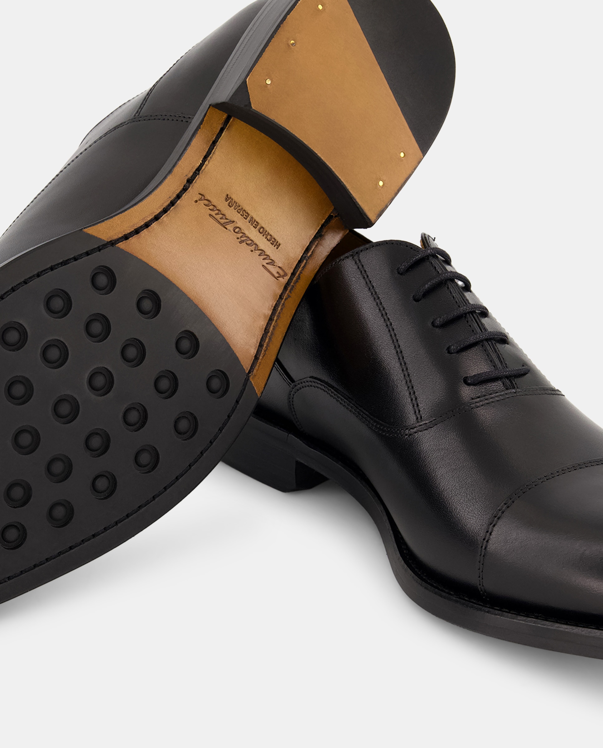 Sapatos de Atacadores com Biqueira Direita e em Pele Preto-5