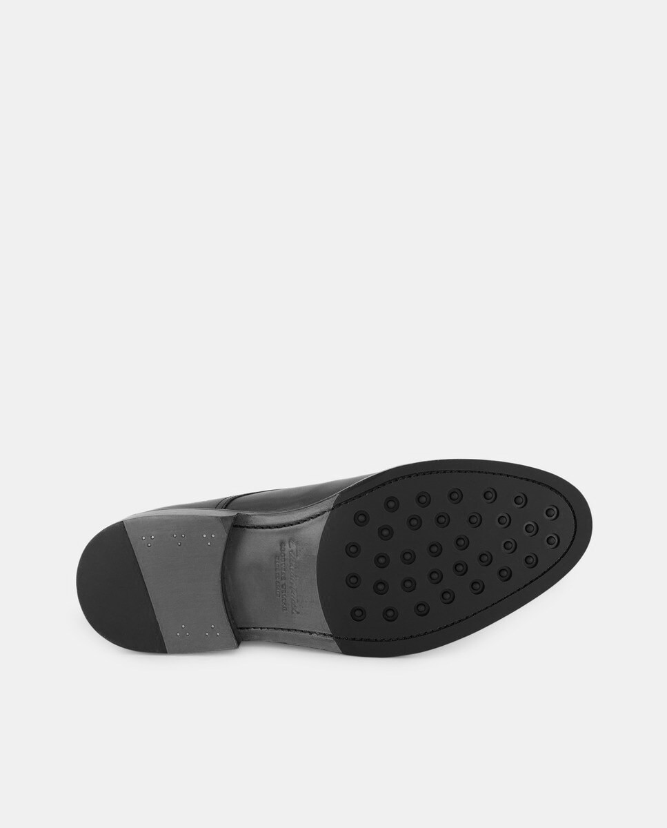 Sapatos de Atacadores de Pala Lisa em Pele de Construção Goodyear Preto-4
