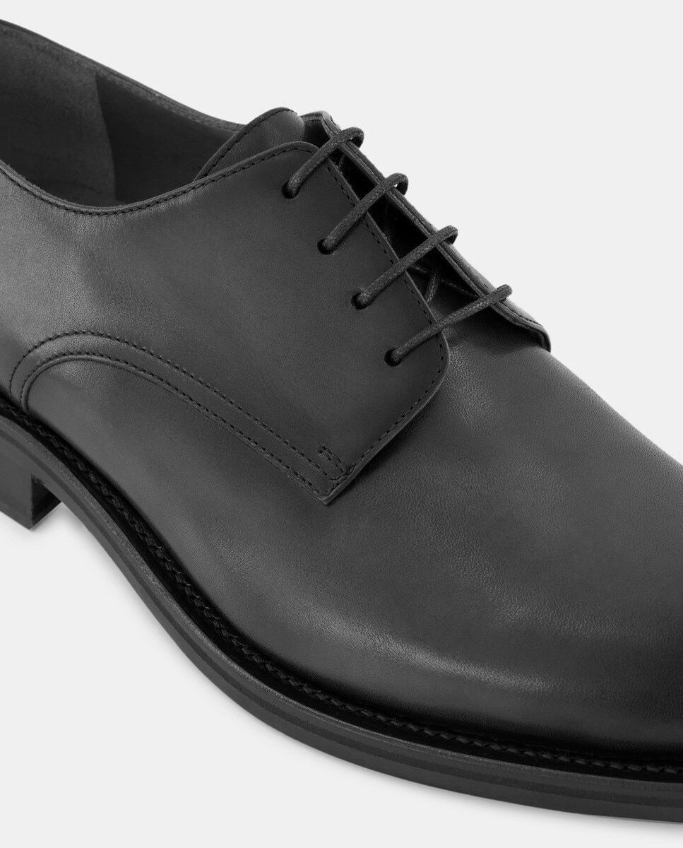 Sapatos de Atacadores de Pala Lisa em Pele de Construção Goodyear Preto-5