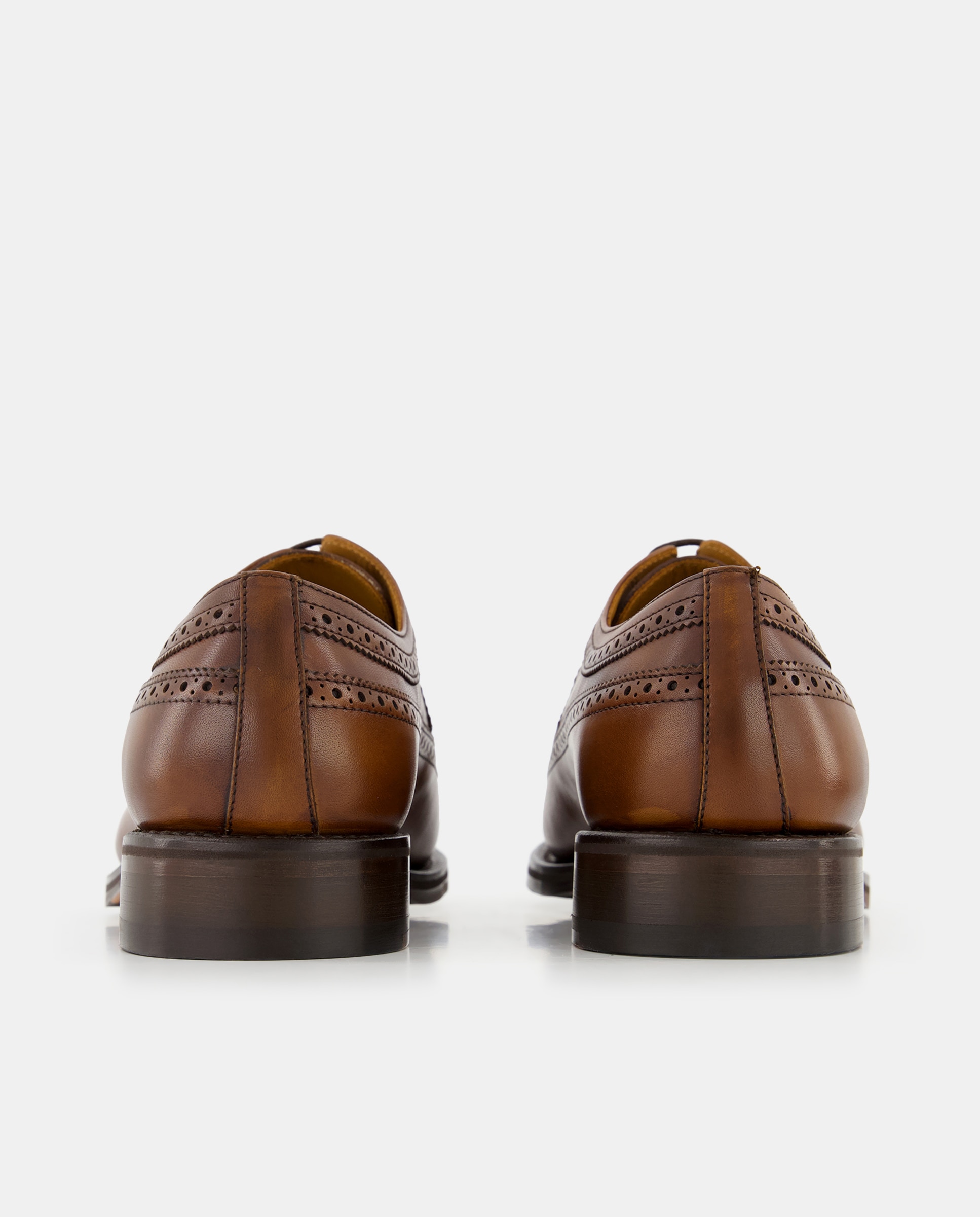 Sapatos de Atacadores Wingtip em Pele de Construção Goodyear Castanho-2
